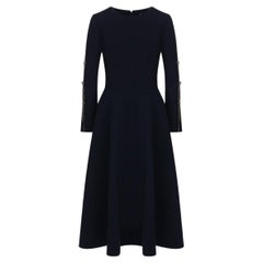 Oscar de la Renta Dark Blue Wool-blend Midi Dress