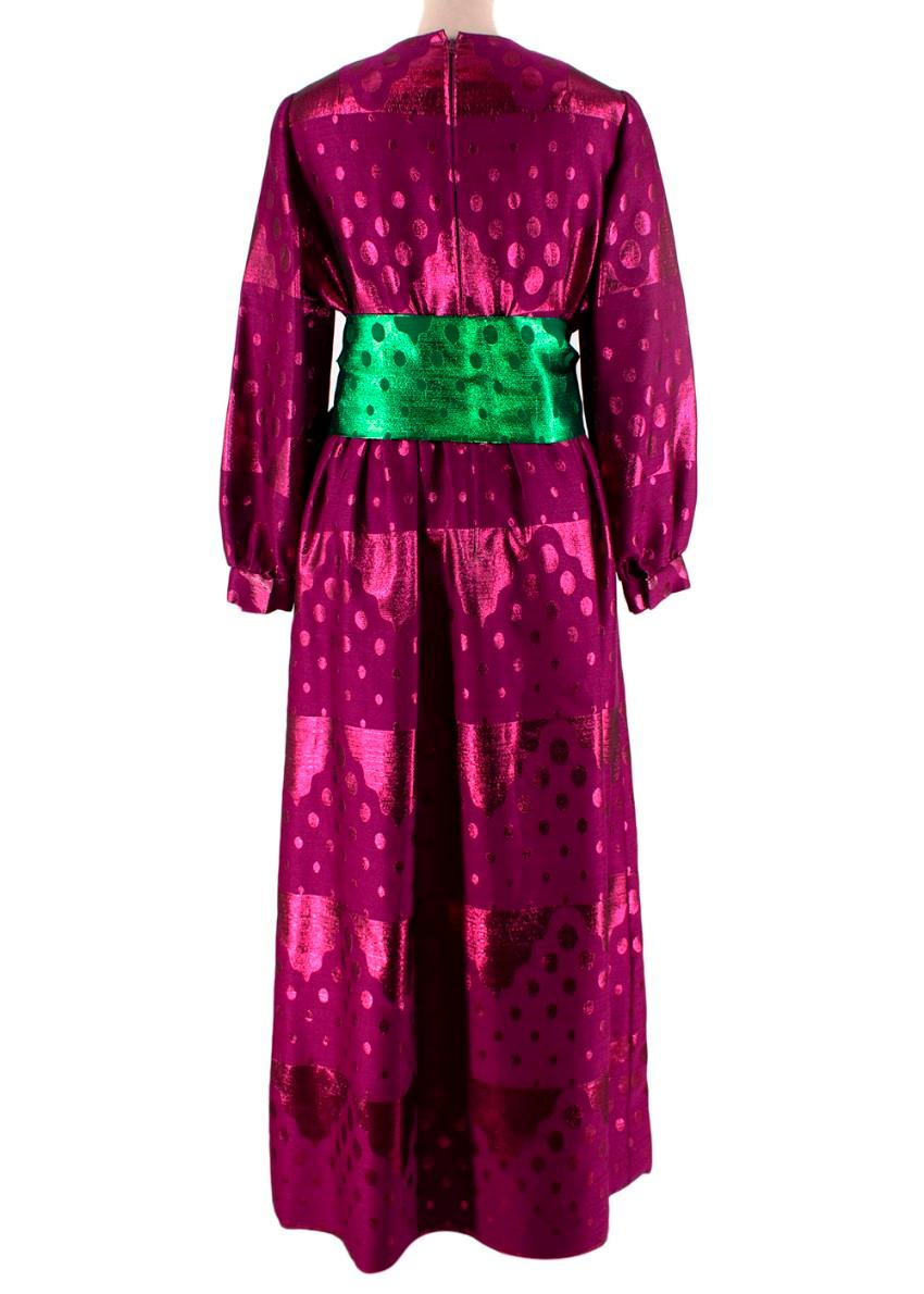 Purple Oscar de la Renta Dark Magenta Metallic Jacquard Dress For Sale