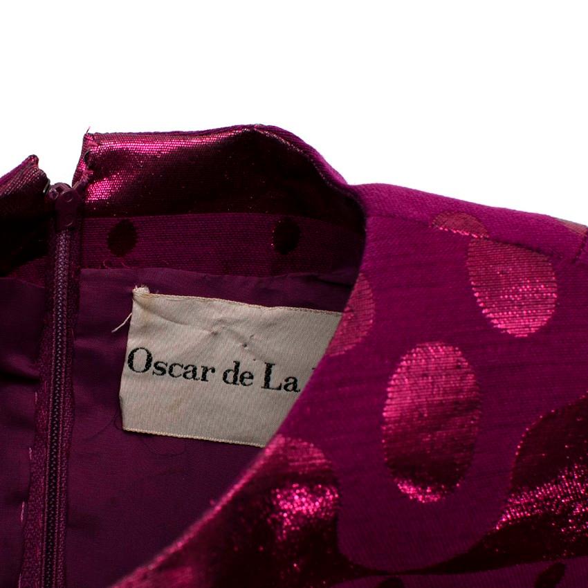 Women's Oscar de la Renta Dark Magenta Metallic Jacquard Dress For Sale