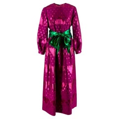 Oscar de La Renta Dark Magenta Metallic Jacquard Dress