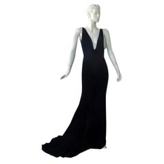 Vintage Oscar de la Renta Deco Inspired Lush Black Velvet Dress Gown  nwt
