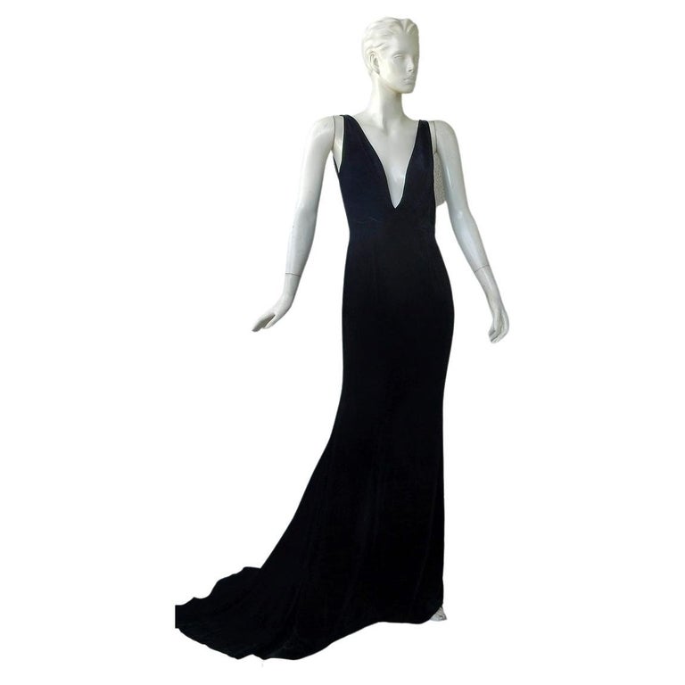 Oscar de la Renta Deco Inspired Lush Black Velvet Dress Gown  nwt For Sale