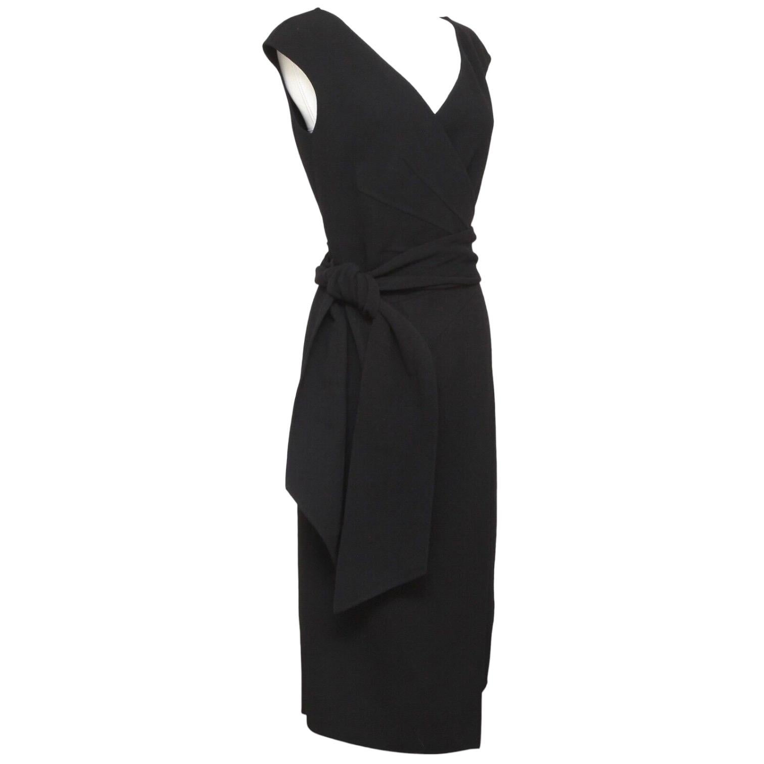 OSCAR DE LA RENTA Dress Black Sleeveless Wrap Knit Sz 8 NWT $2190 In New Condition In Hollywood, FL