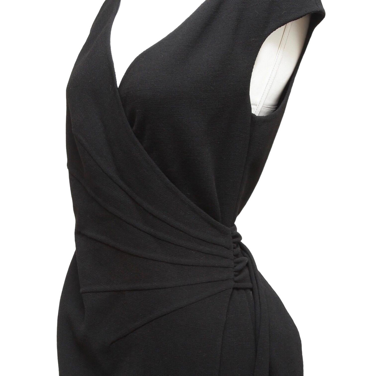 Women's OSCAR DE LA RENTA Dress Black Sleeveless Wrap Knit Sz 8 NWT $2190