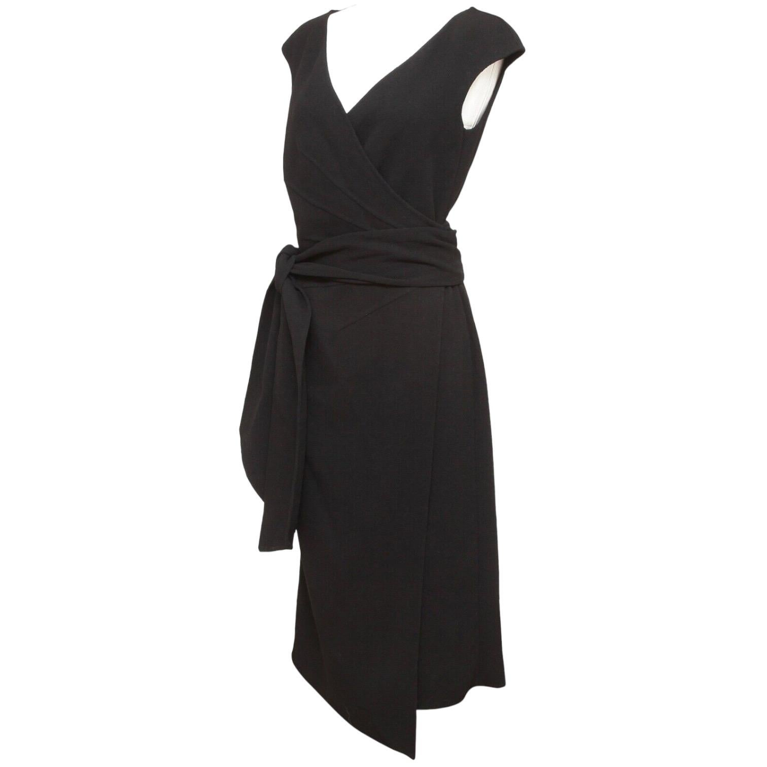OSCAR DE LA RENTA Dress Black Sleeveless Wrap Knit Sz 8 NWT $2190 1