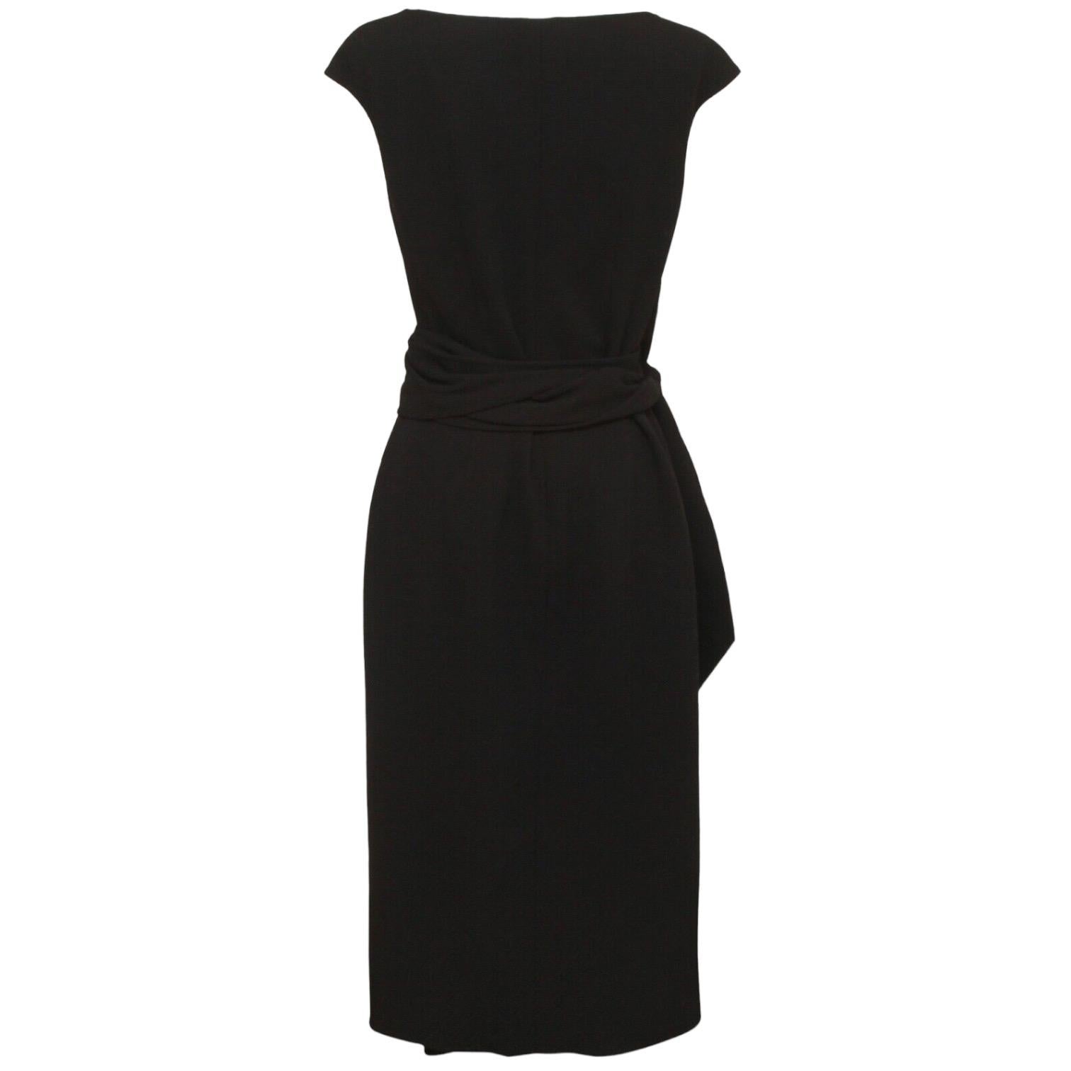 OSCAR DE LA RENTA Dress Black Sleeveless Wrap Knit Sz 8 NWT $2190 For Sale 3