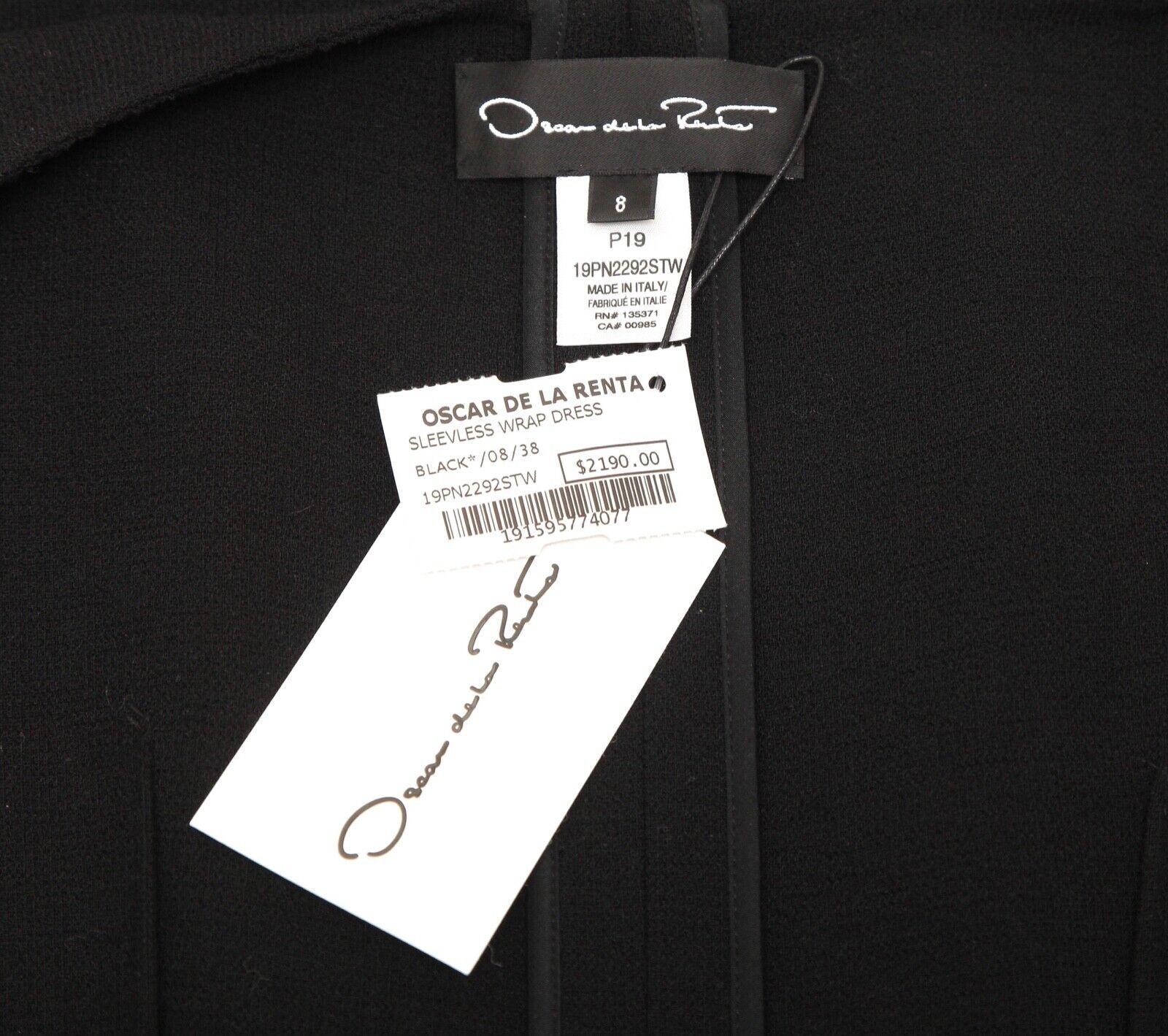 OSCAR DE LA RENTA Dress Black Sleeveless Wrap Knit Sz 8 NWT $2190 4