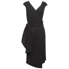 OSCAR DE LA RENTA Dress Black Sleeveless Wrap Knit Sz 8 NWT $2190