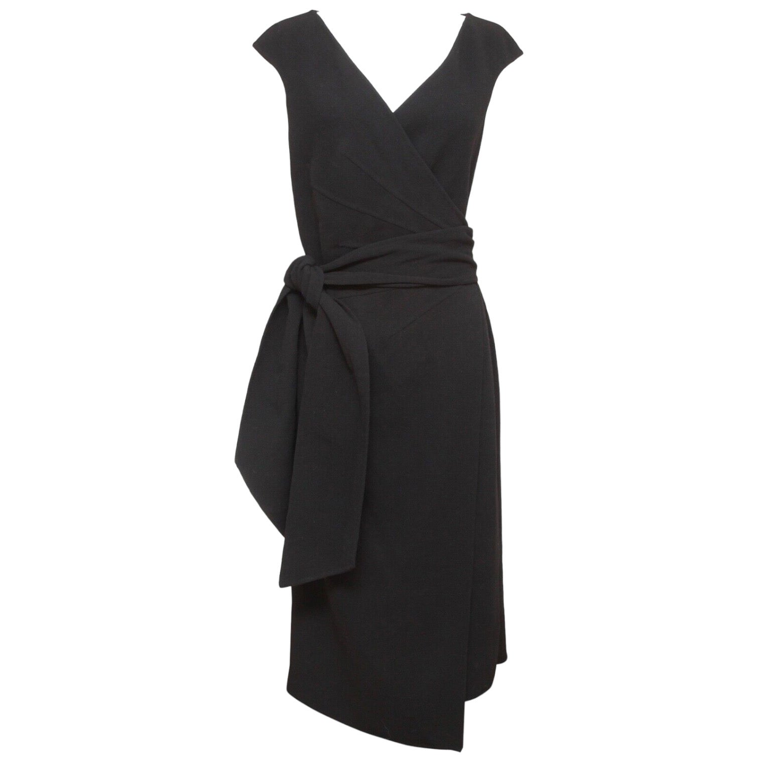 OSCAR DE LA RENTA Dress Black Sleeveless Wrap Knit Sz 8 NWT $2190 For Sale