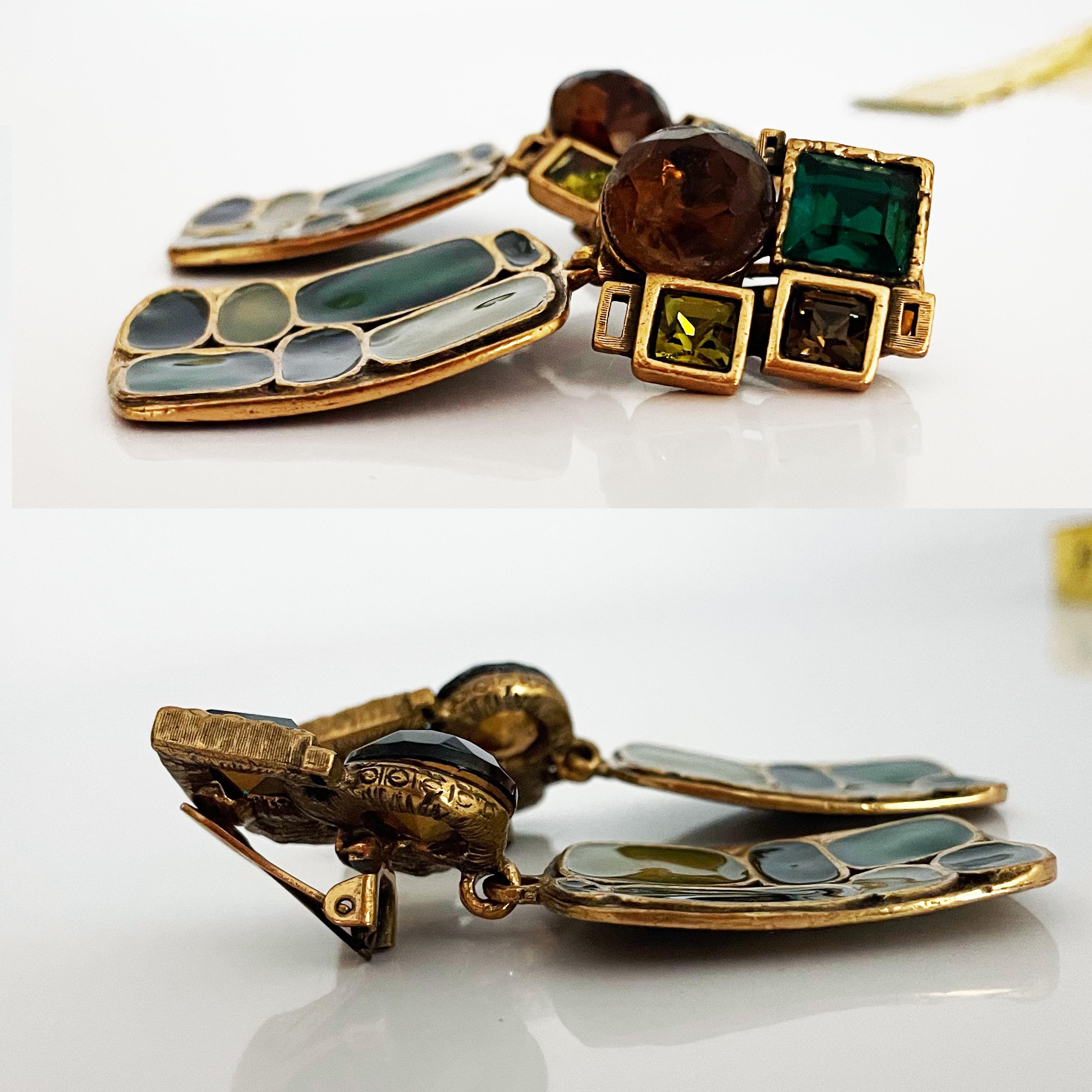 Oscar De La Renta Boucles d'oreilles Modernist Dangle Statement Jewelry Vintage 3in Drop  en vente 5