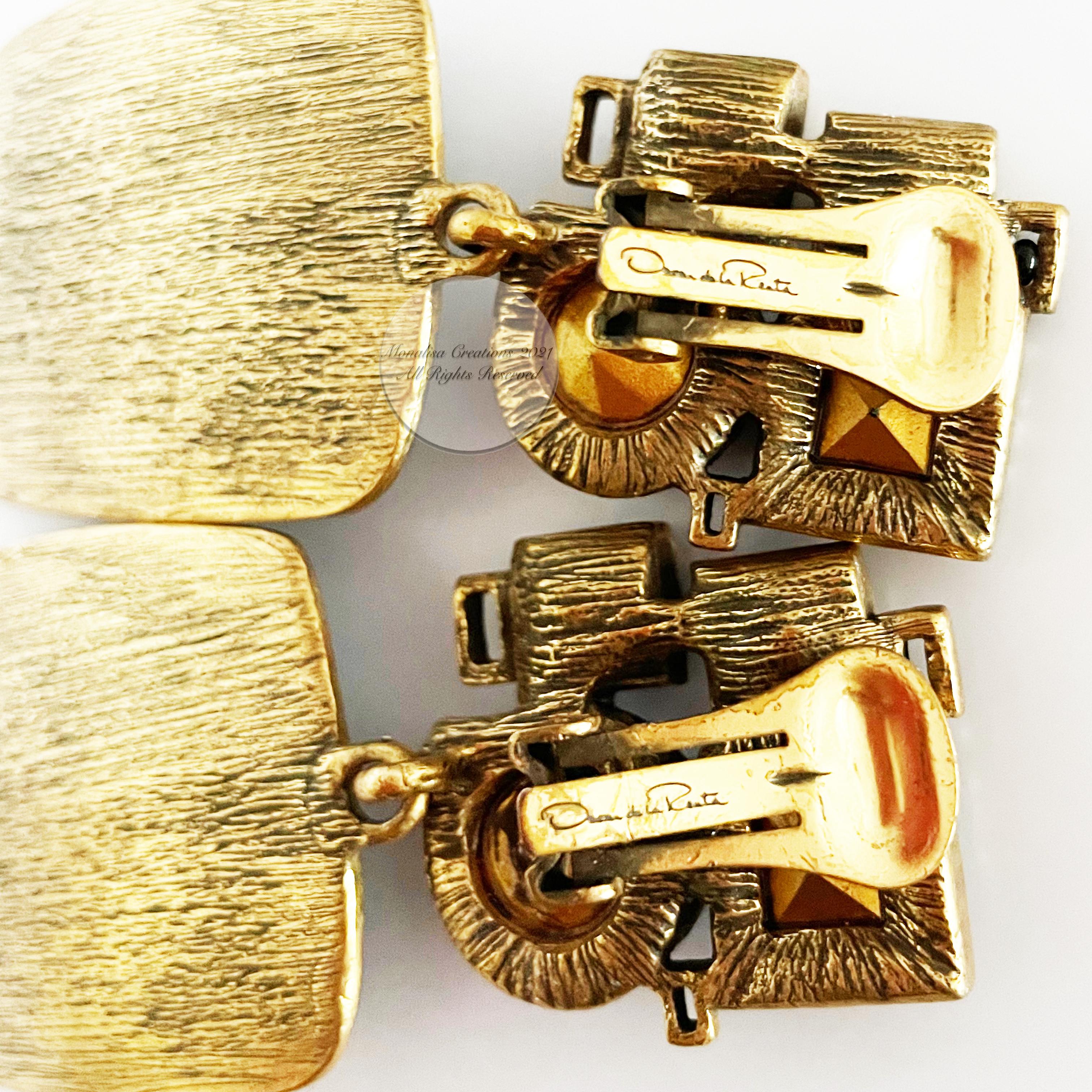 Oscar de la Renta Earrings Modernist Dangle Statement Jewelry Vintage 3in Drop  For Sale 7