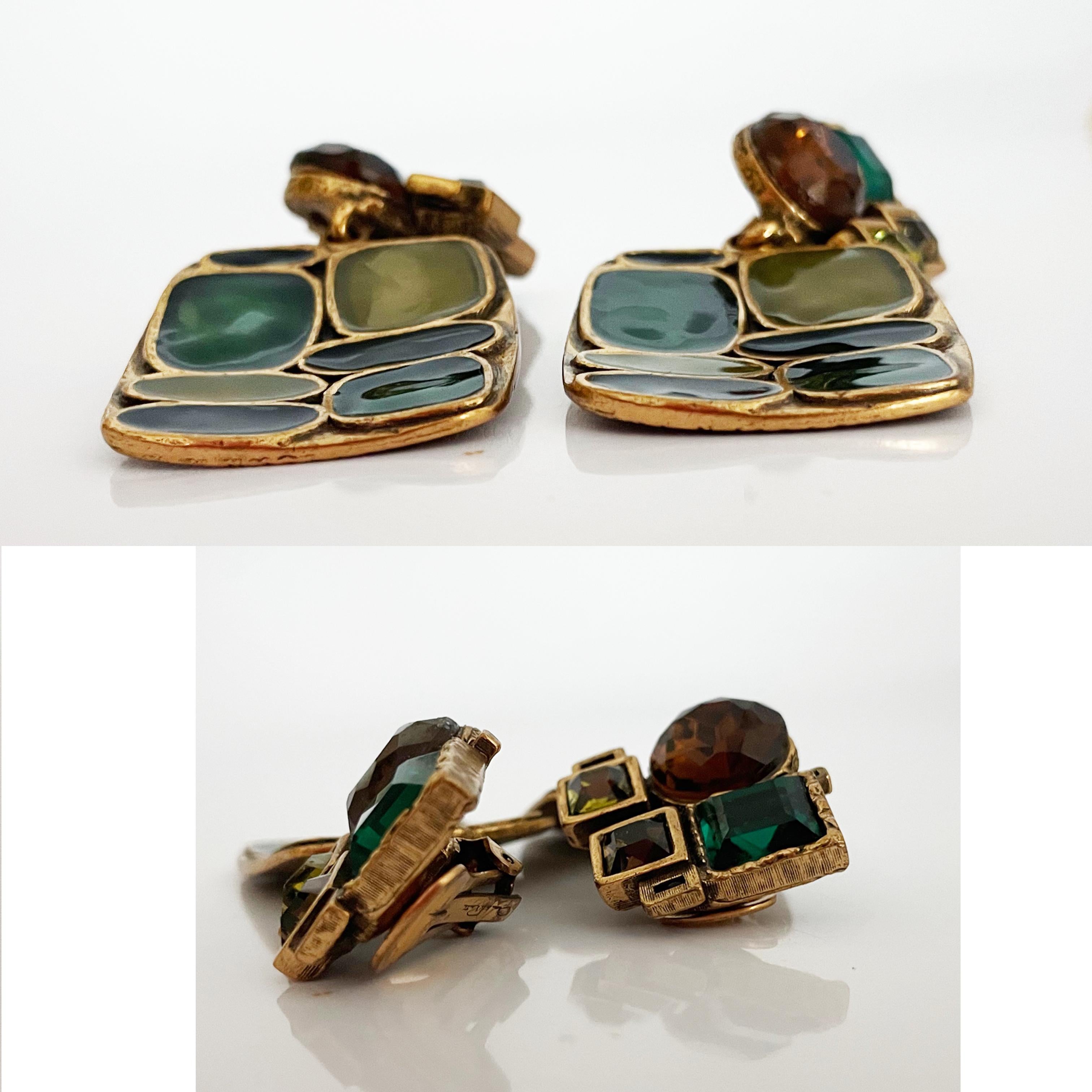 Oscar De La Renta Boucles d'oreilles Modernist Dangle Statement Jewelry Vintage 3in Drop  en vente 6