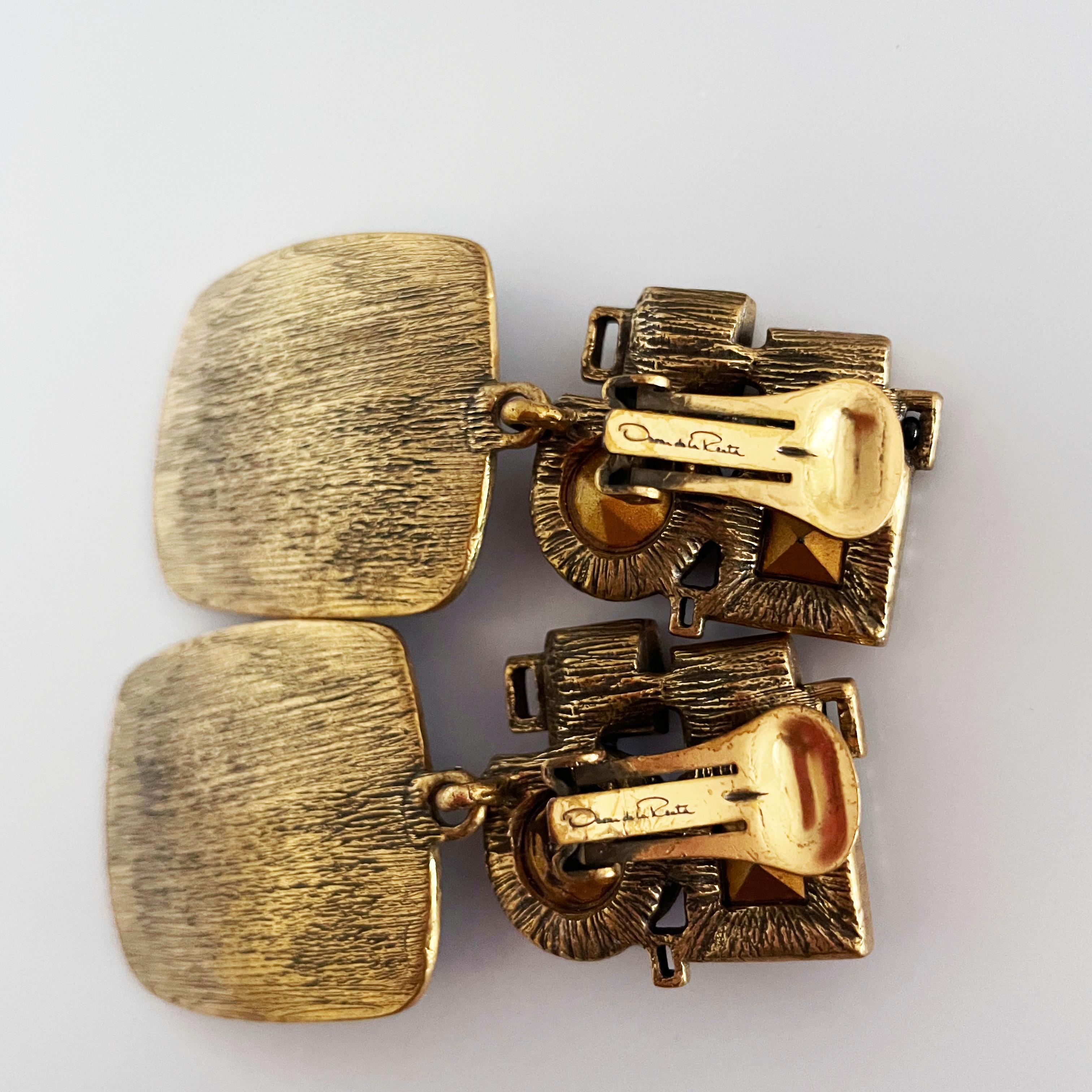 Oscar de la Renta Earrings Modernist Dangle Statement Jewelry Vintage 3in Drop  For Sale 8