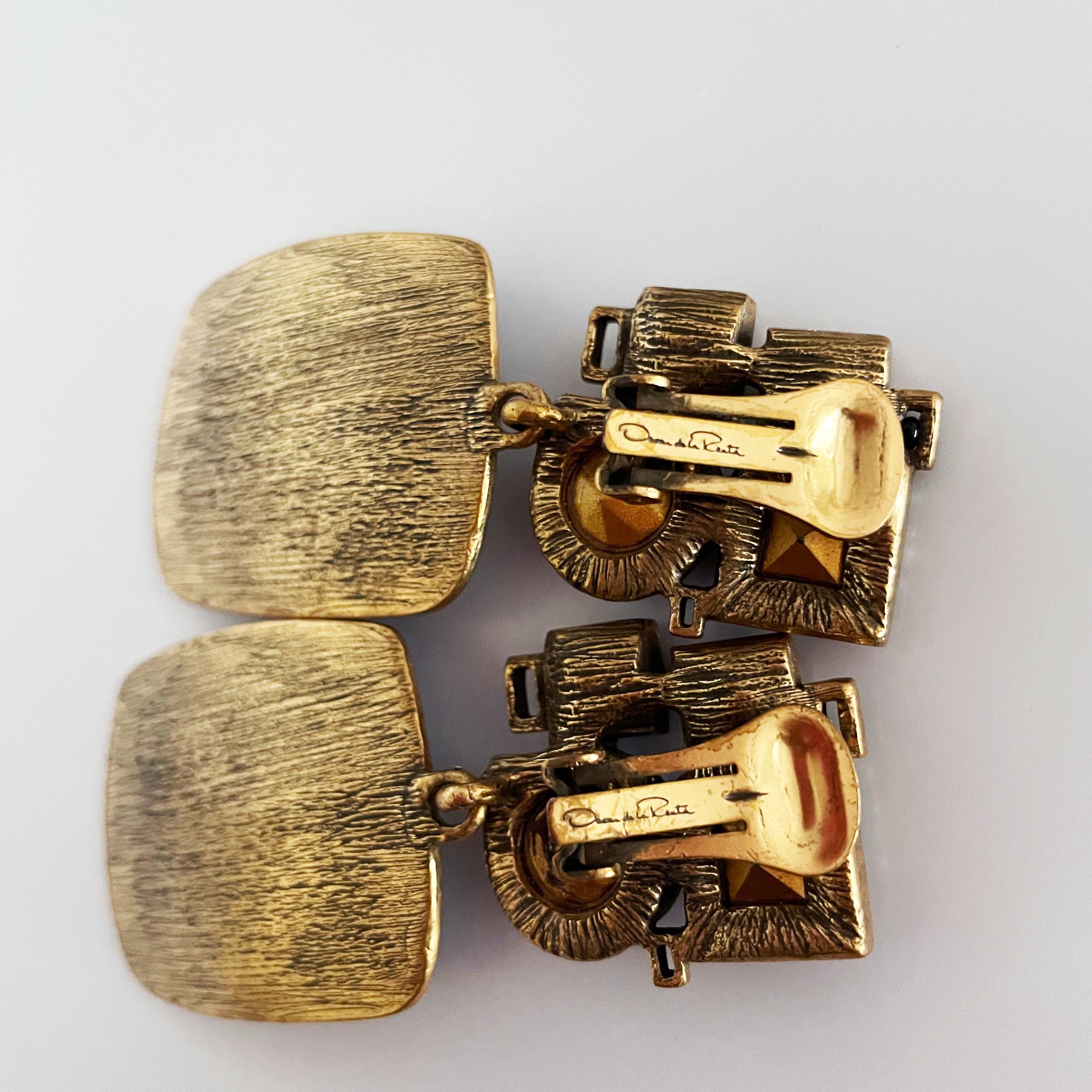 Oscar de la Renta Ohrringe Modernistische Ohrringe, Statement-Schmuck, Vintage, 3in-Tropfen im Angebot 8