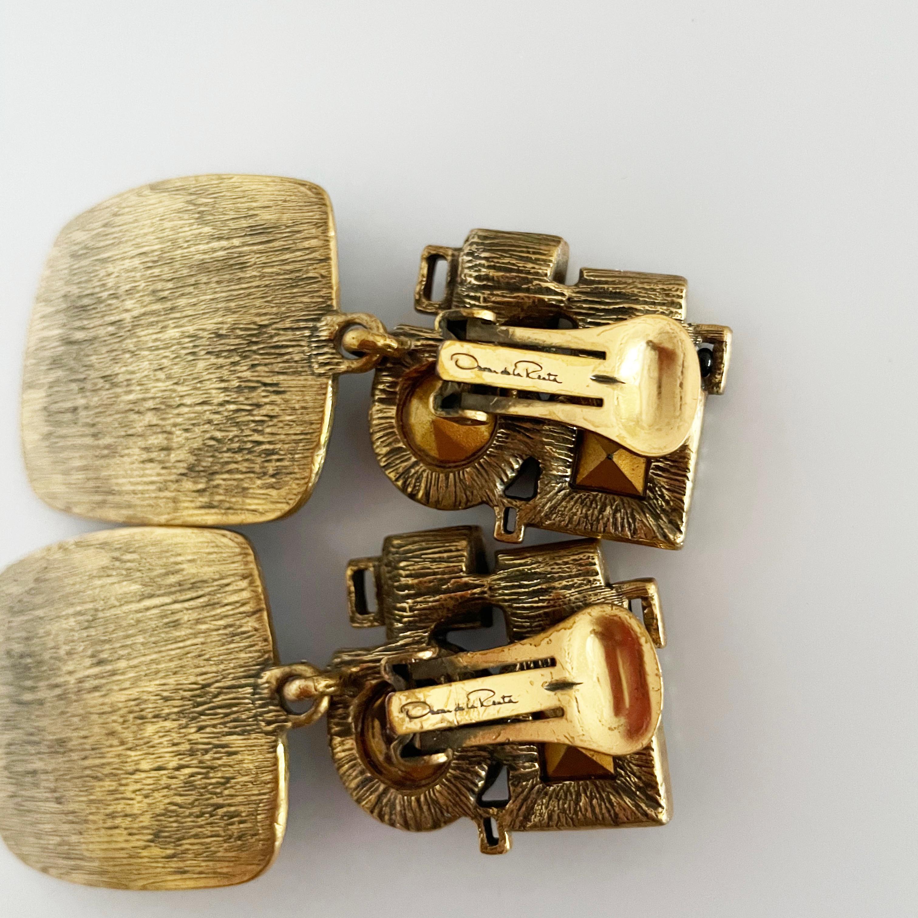 Oscar De La Renta Boucles d'oreilles Modernist Dangle Statement Jewelry Vintage 3in Drop  en vente 8