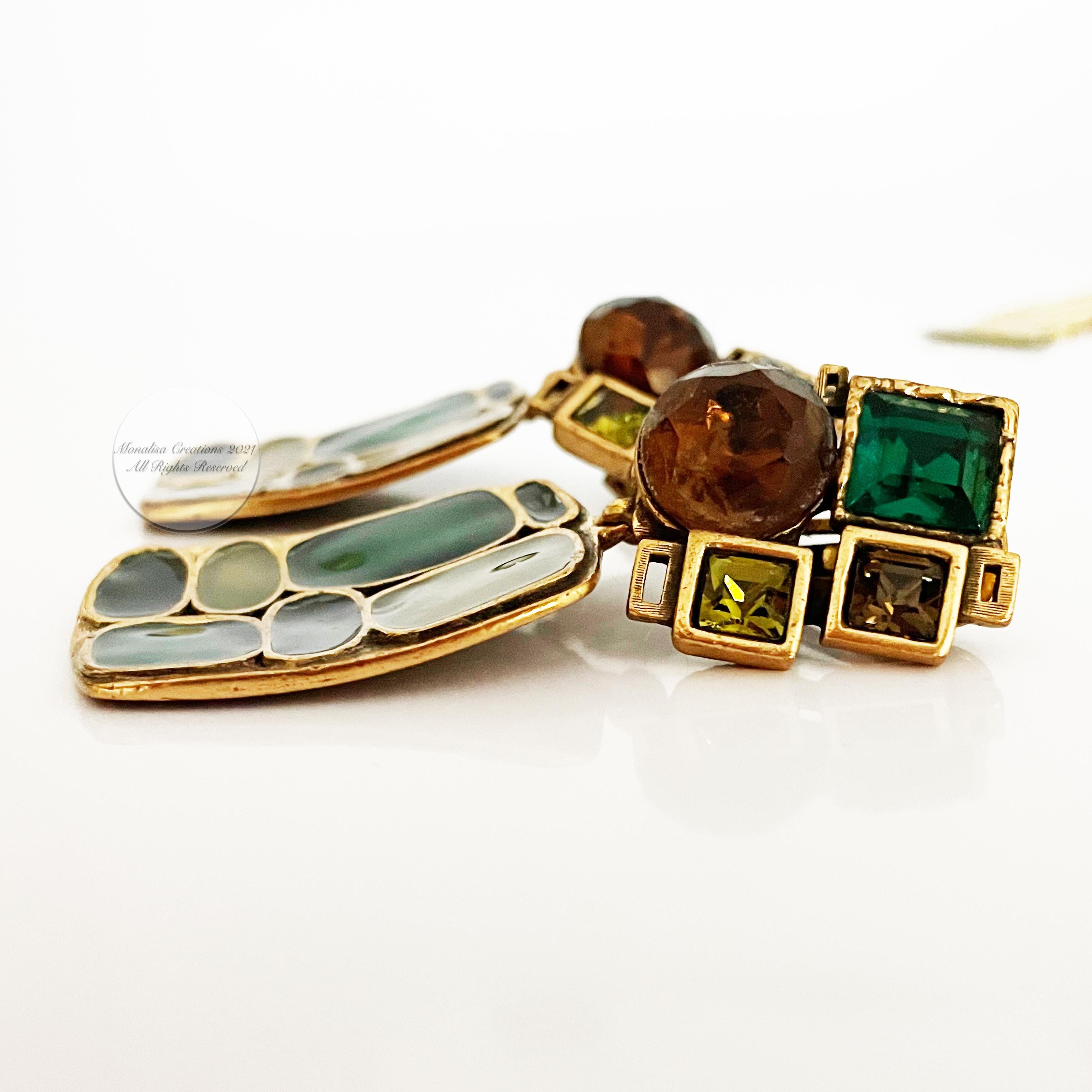 Oscar de la Renta Earrings Modernist Dangle Statement Jewelry Vintage 3in Drop  For Sale 1