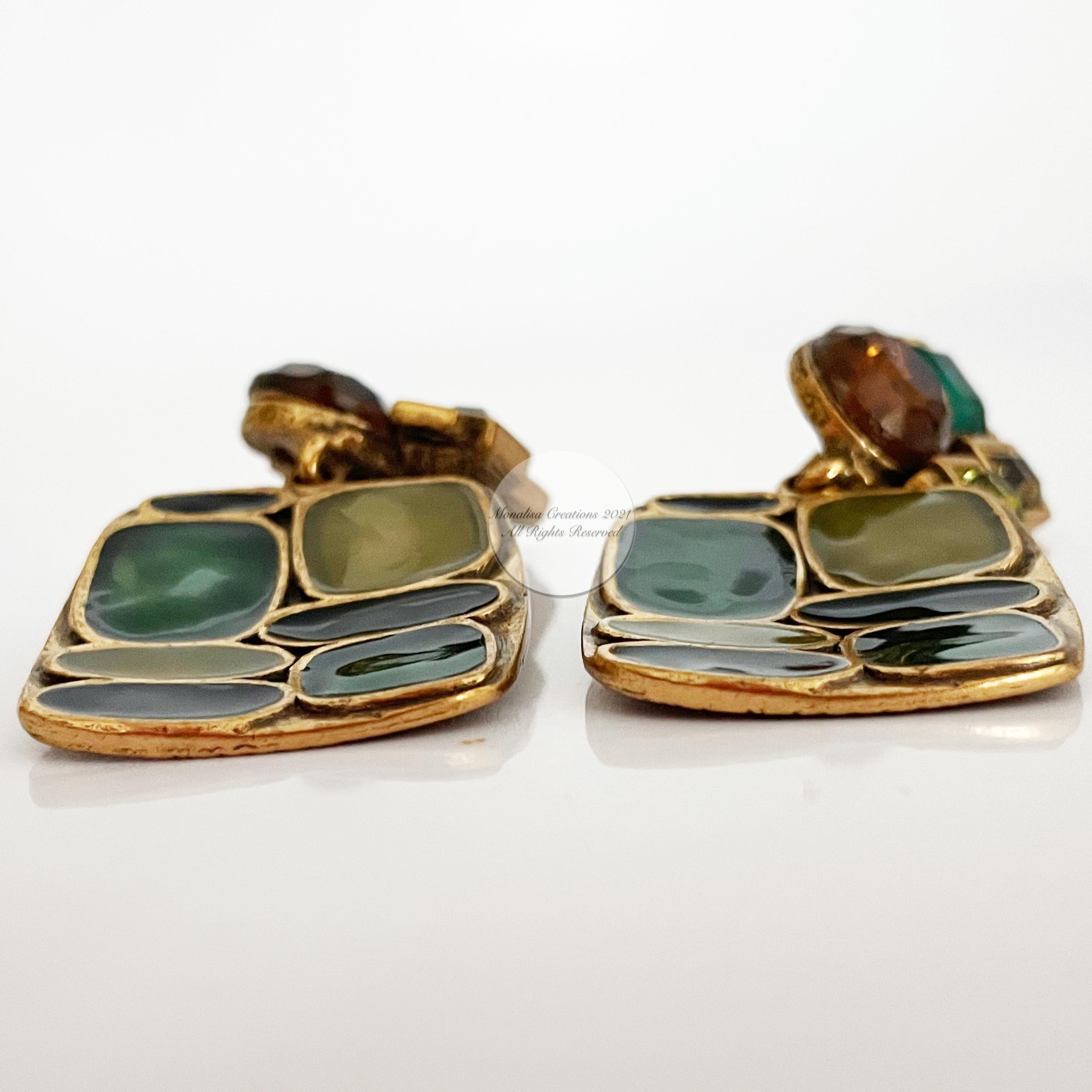 Oscar de la Renta Earrings Modernist Dangle Statement Jewelry Vintage 3in Drop  For Sale 2