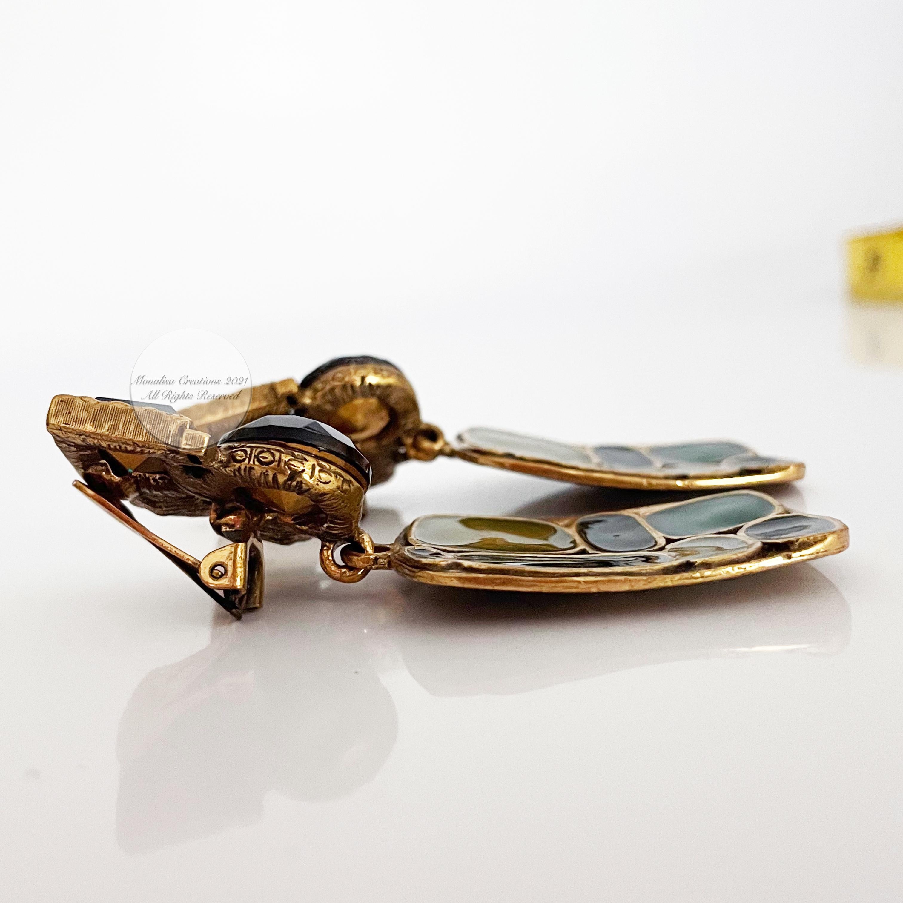 Oscar de la Renta Earrings Modernist Dangle Statement Jewelry Vintage 3in Drop  For Sale 3