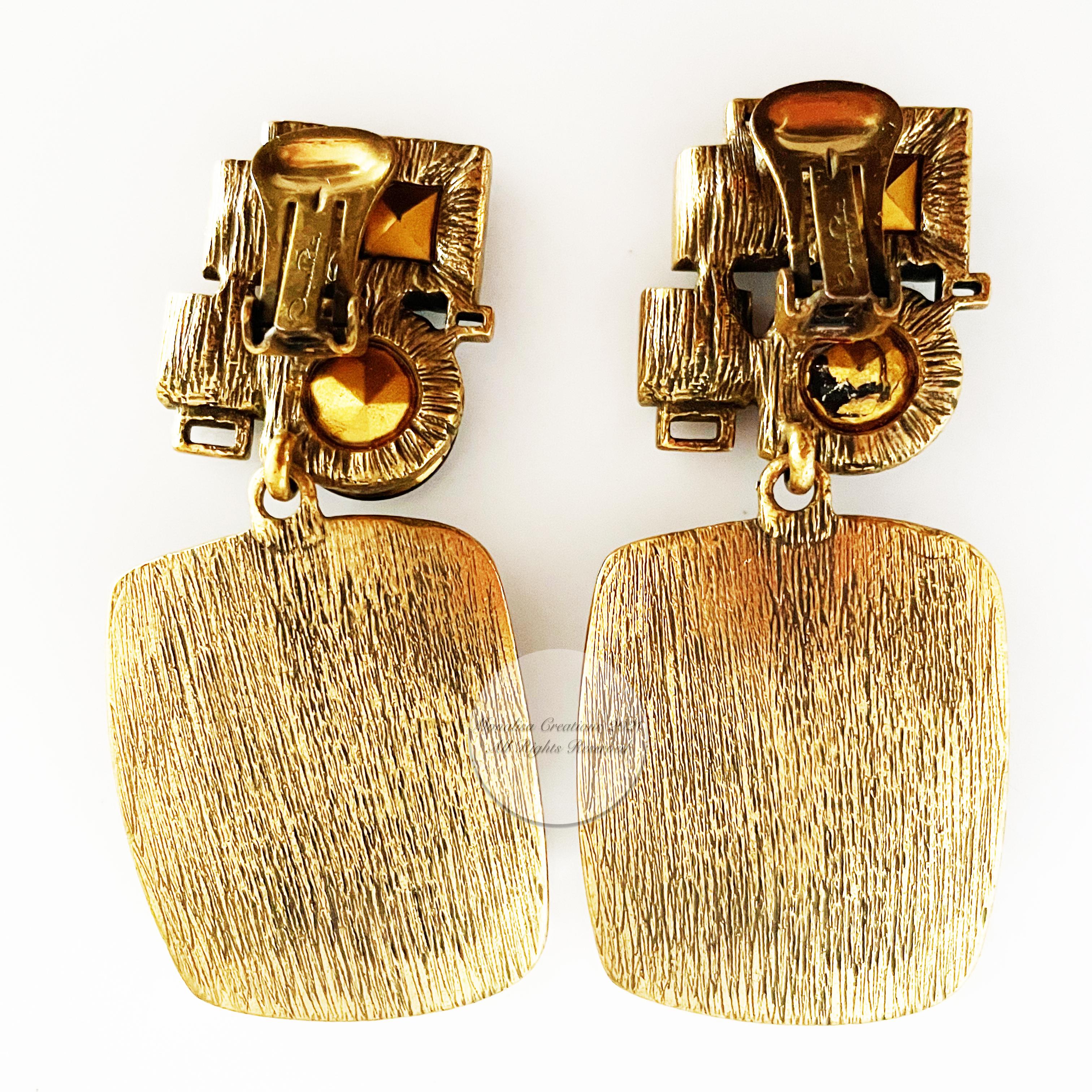 Oscar de la Renta Earrings Modernist Dangle Statement Jewelry Vintage 3in Drop  For Sale 4
