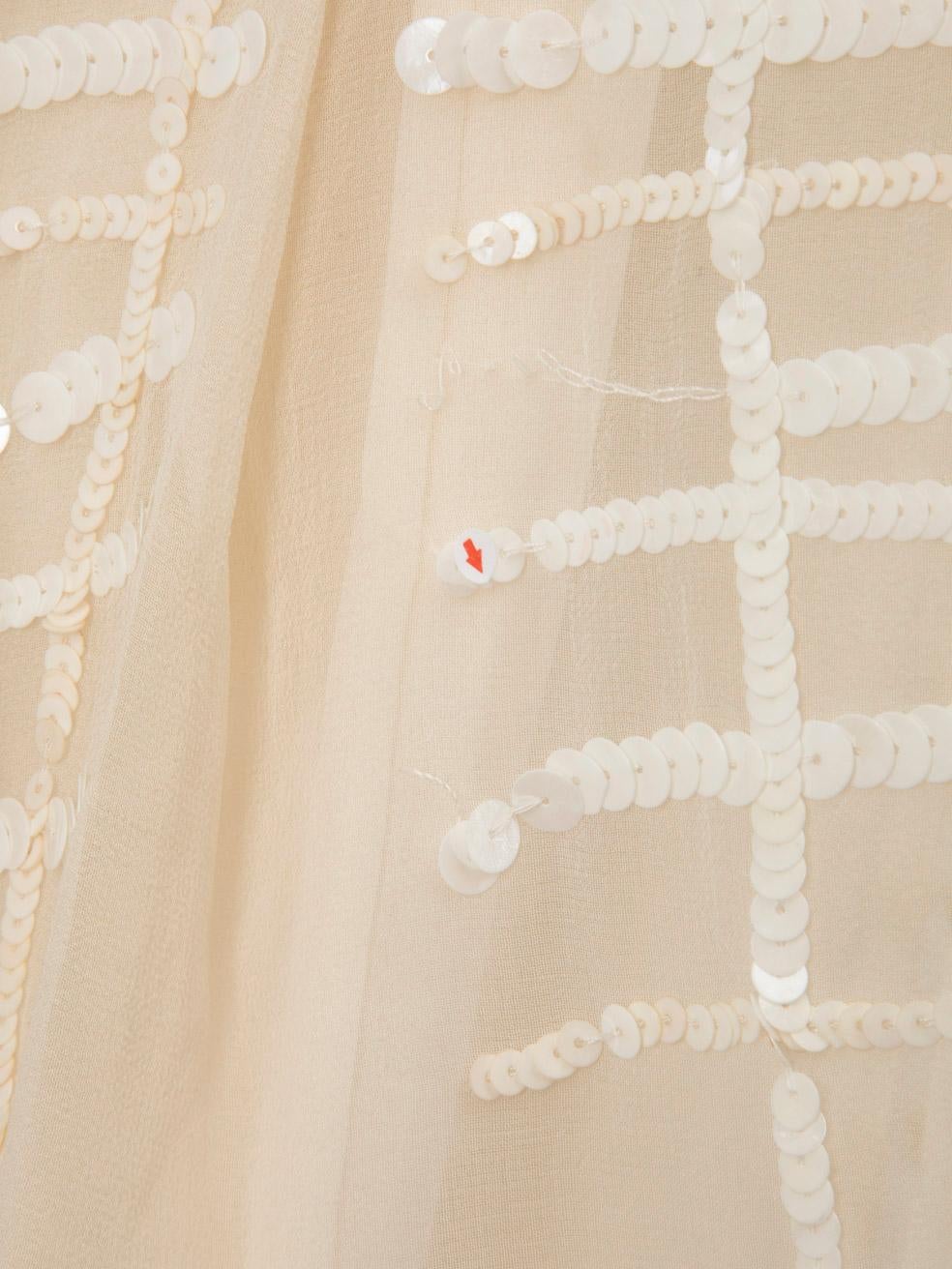 Oscar De La Renta Ecru Seide Ombré Pailletten Knielanges Kleid Größe XXL im Angebot 5