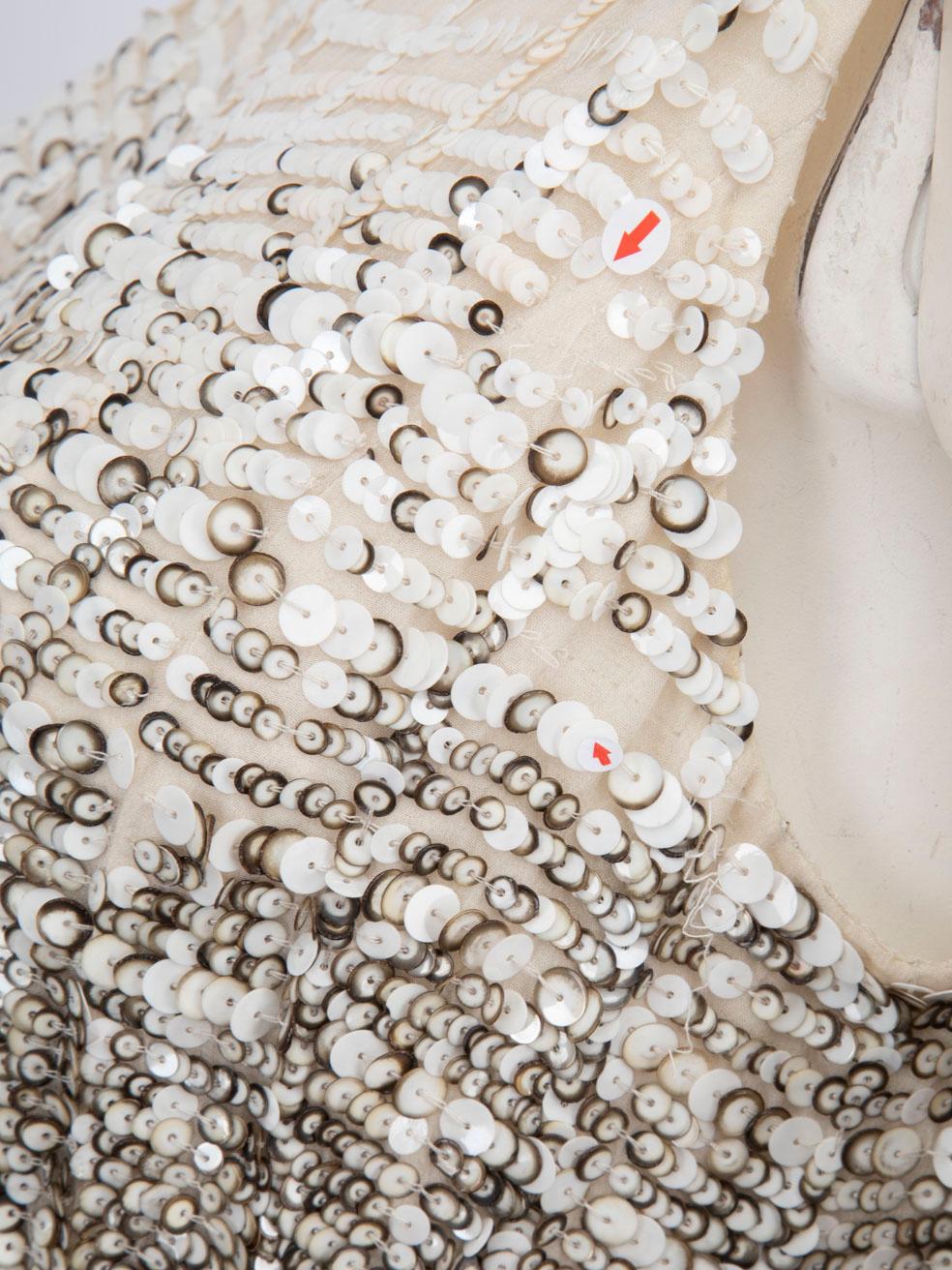 Oscar De La Renta Mini Vestido de Seda Crudo Ombré con Lentejuelas Talla XXL en venta 1