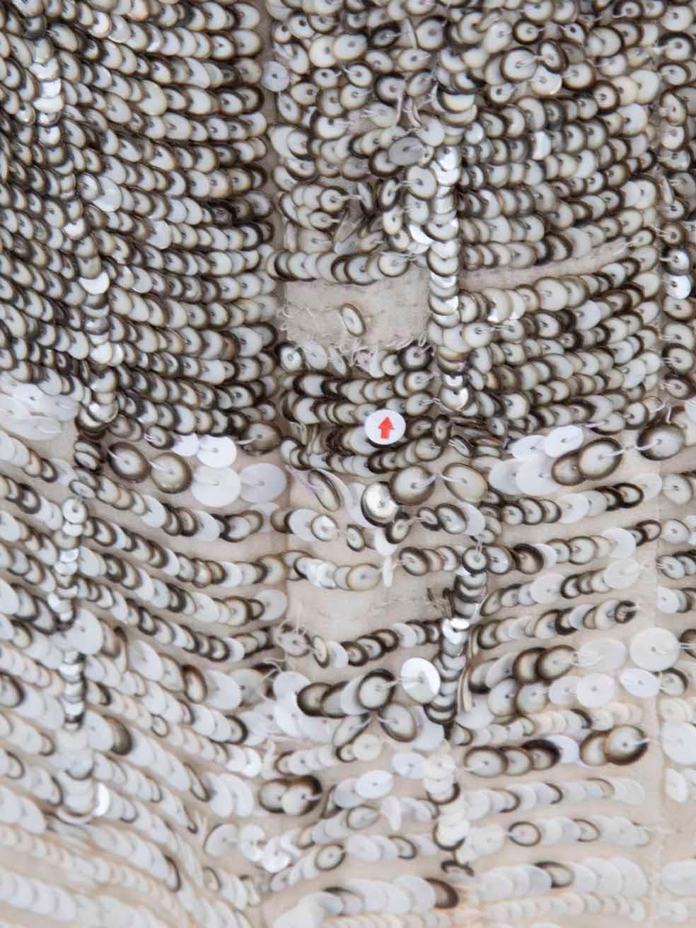 Oscar De La Renta Mini Vestido de Seda Crudo Ombré con Lentejuelas Talla XXL en venta 2