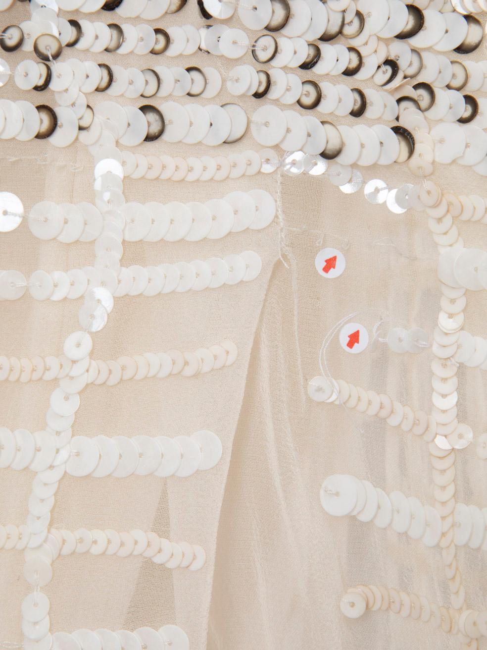 Oscar De La Renta Mini Vestido de Seda Crudo Ombré con Lentejuelas Talla XXL en venta 3