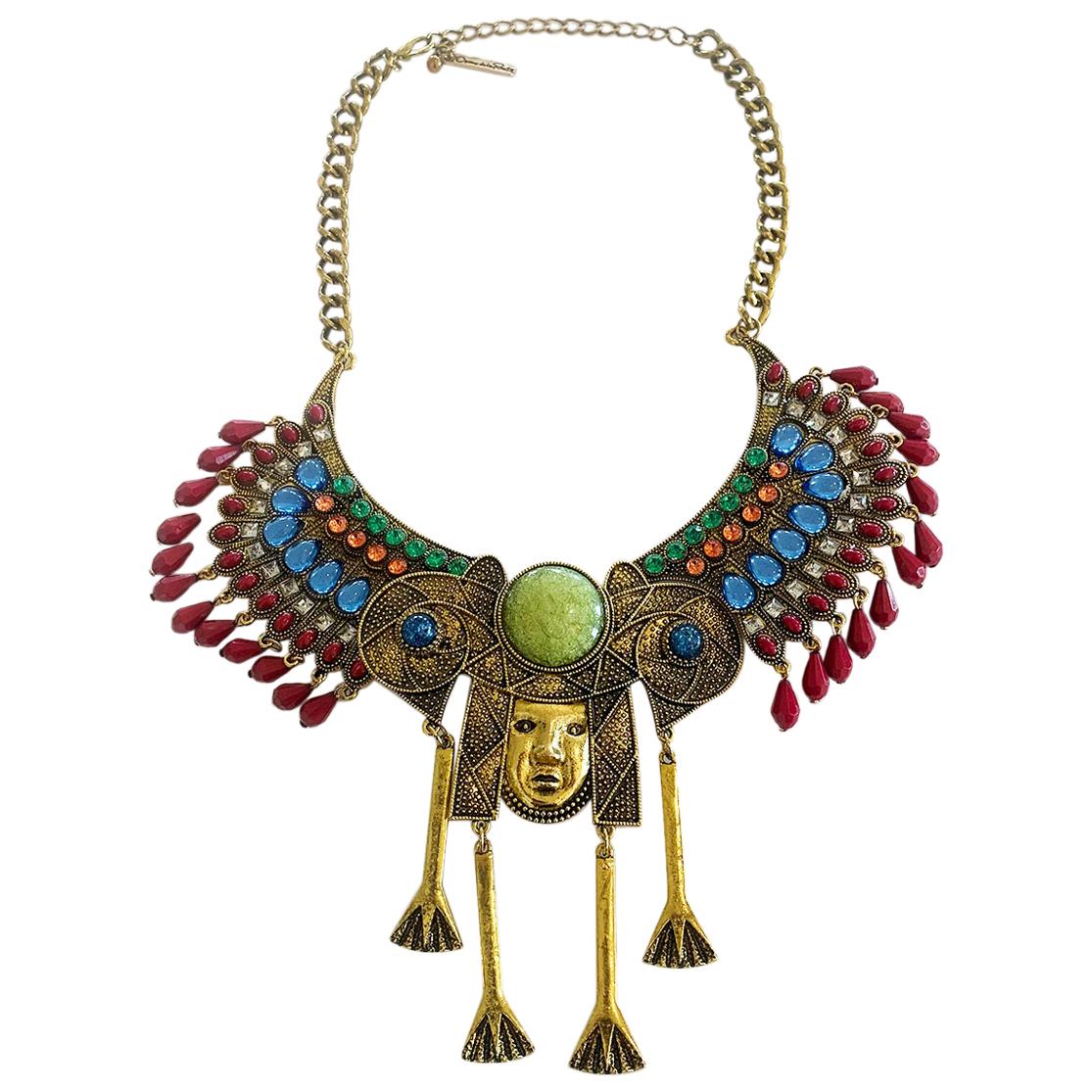 Oscar de la Renta Egyptian Revival Mask Necklace  For Sale