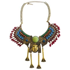 Oscar de la Renta Egyptian Revival Mask Necklace 