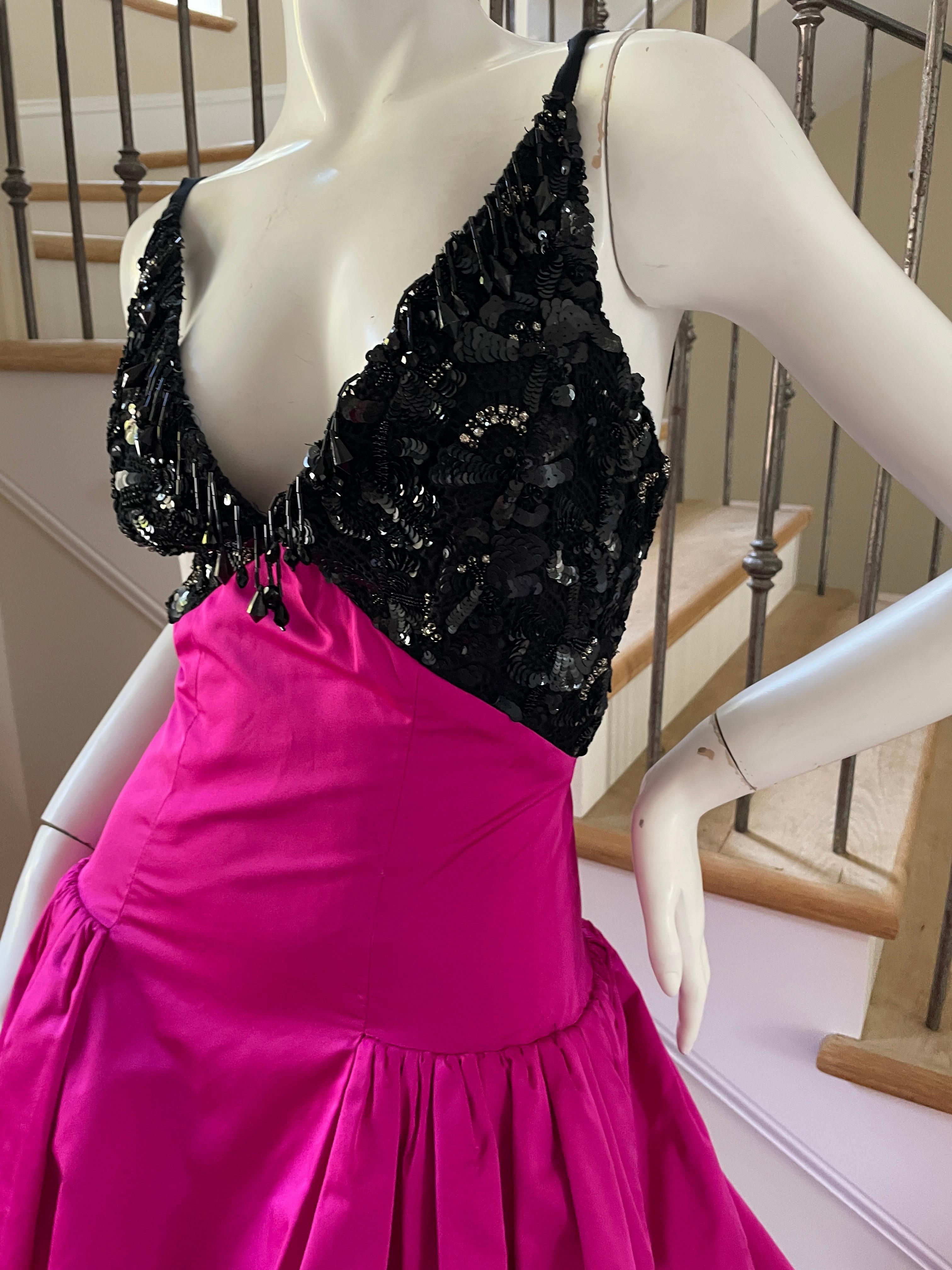 Purple Oscar de la Renta Embellished Evening Dress w Fuschia Taffeta Ball Skirt & Train For Sale