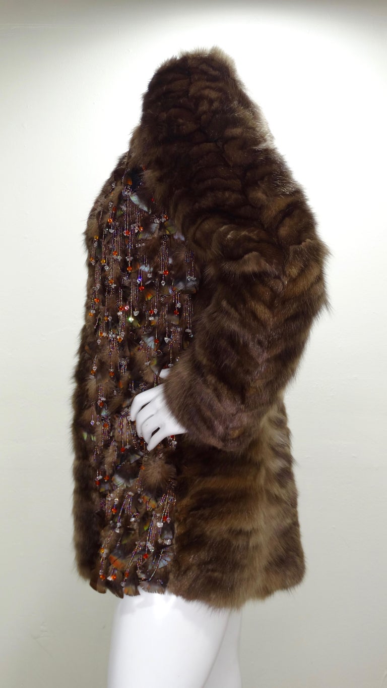 Oscar de la Renta Embellished Fur Coat For Sale at 1stDibs