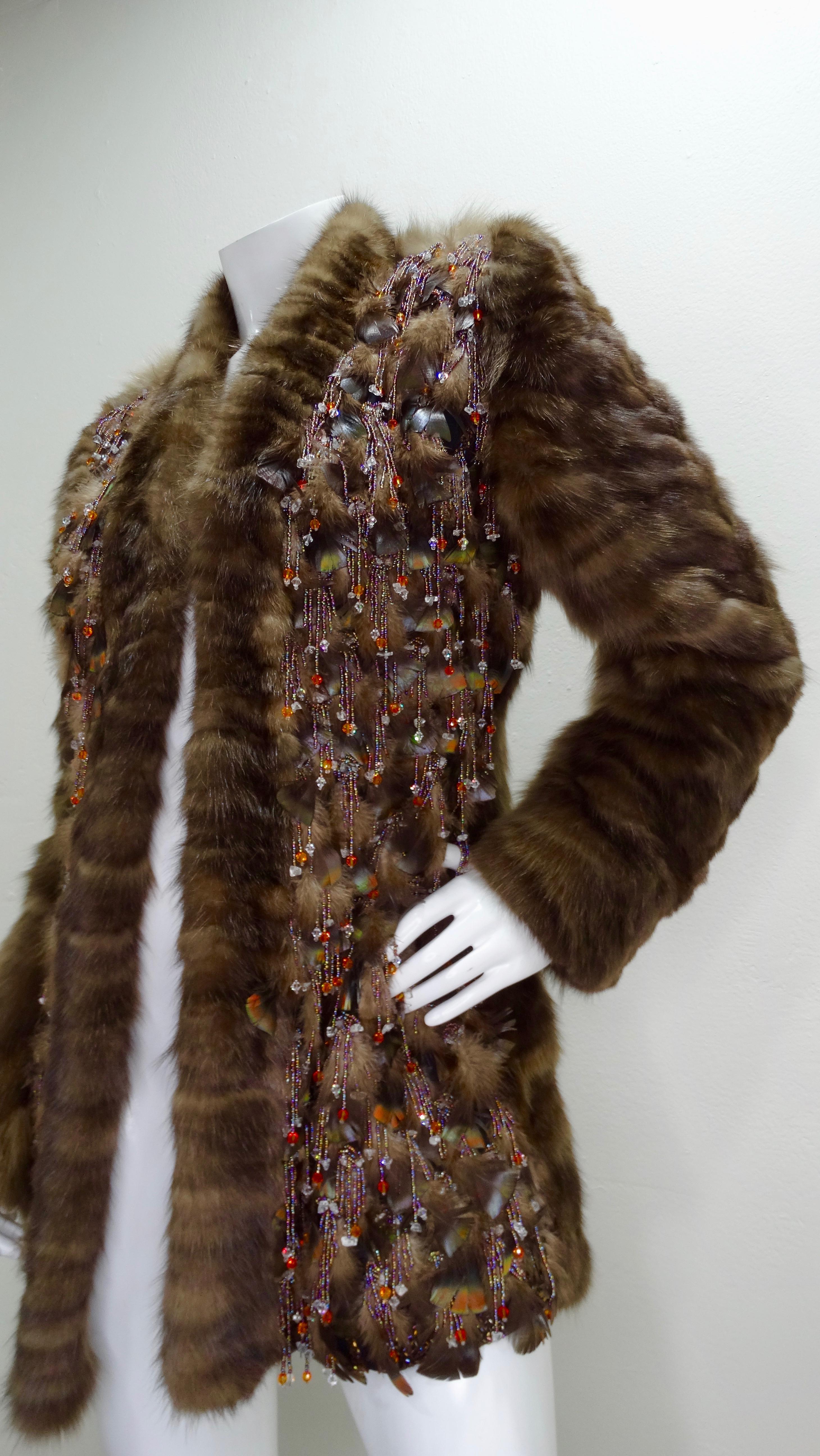 Oscar de la Renta Embellished Fur Coat In Good Condition In Scottsdale, AZ
