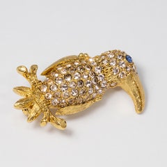 Oscar de la Renta Embellished Jeweled Toucan Pin Brooch, Pave Rose Crystals