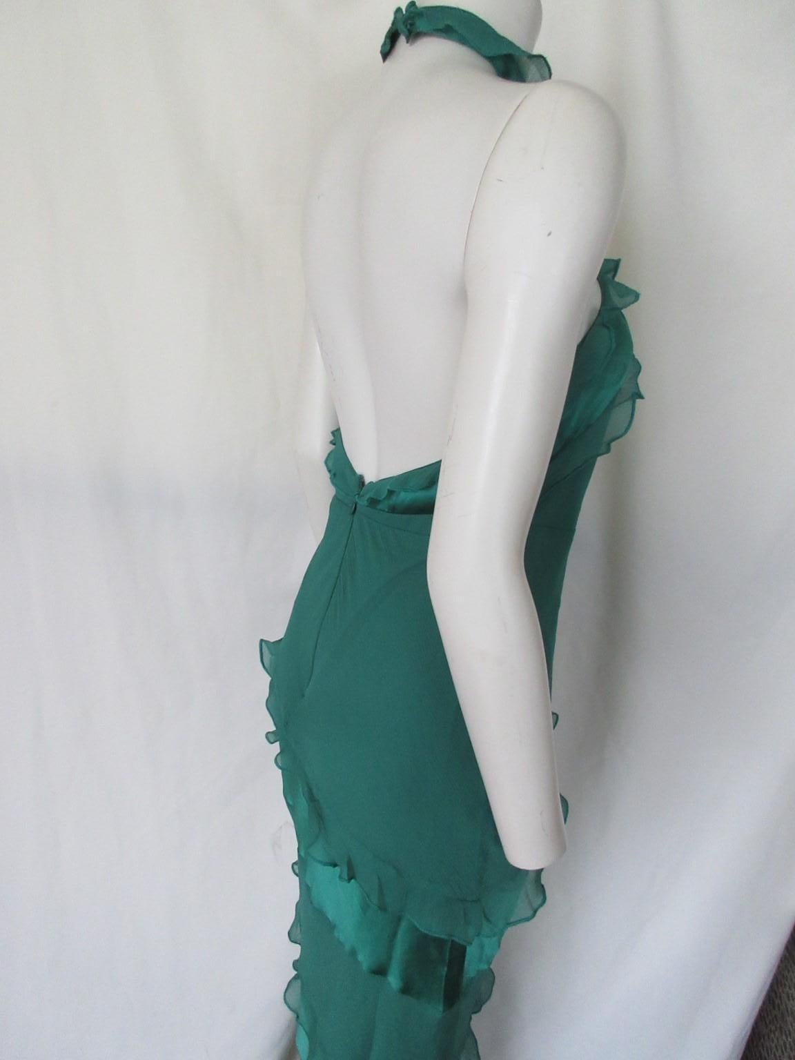 Oscar De La Renta Bata Verde Esmeralda XS en venta 3