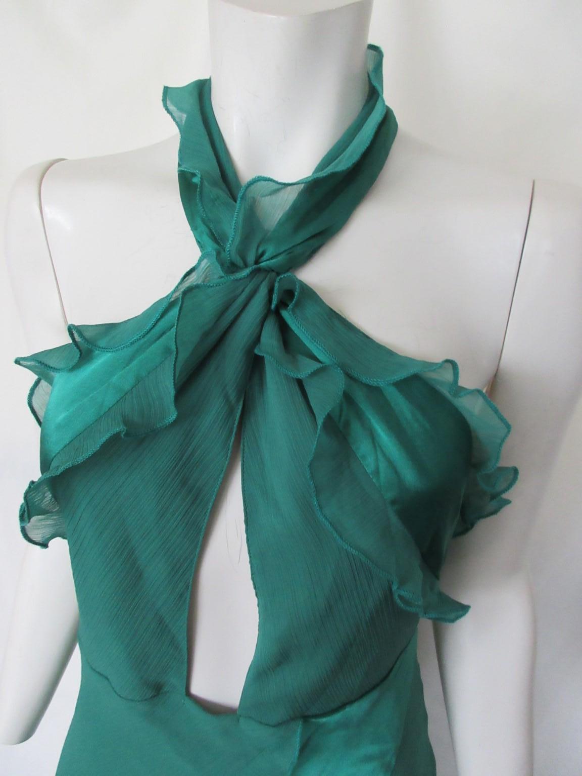 Oscar De La Renta Bata Verde Esmeralda XS en venta 4