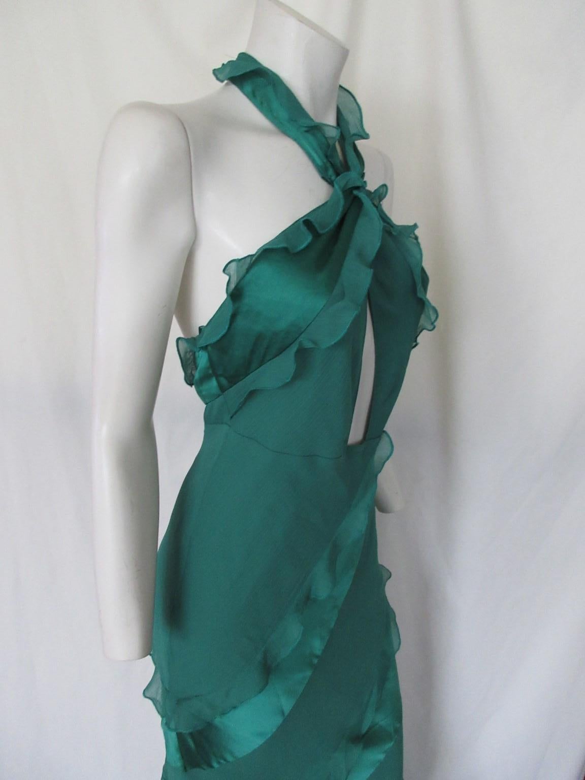 Oscar De La Renta Bata Verde Esmeralda XS en venta 5