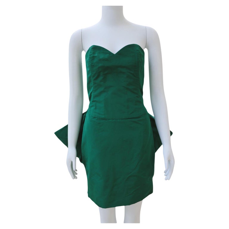 Oscar de la Renta - Emerald Green Strapless Cocktail Dress For Sale at 1stDibs Oscar de la Renta - Emerald Green Strapless Cocktail Dress For Sale at 1stDibs