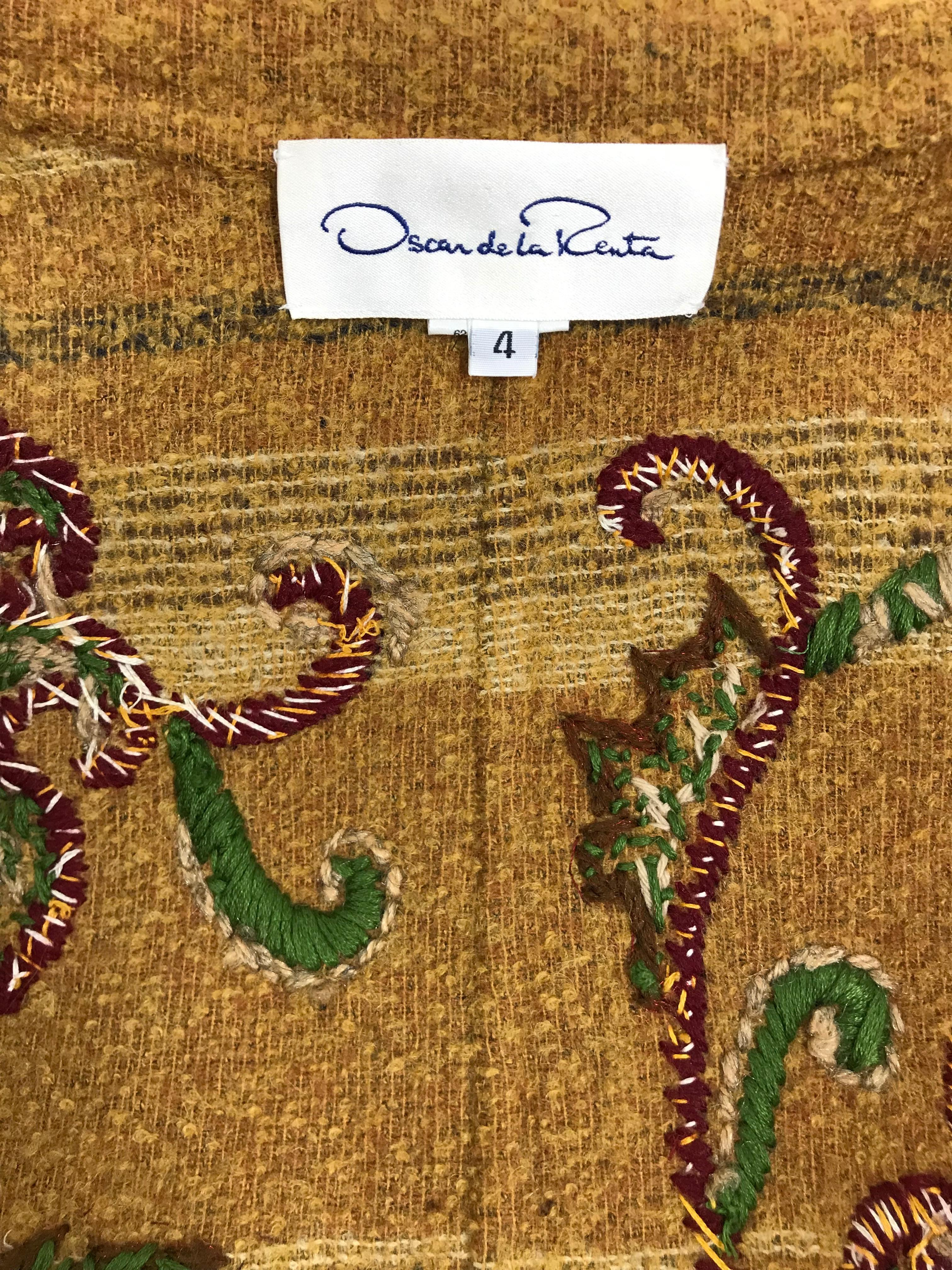 Oscar de la Renta F/W 2000 Runway Wool Mohair Fully Embroidered Coat US 4 1