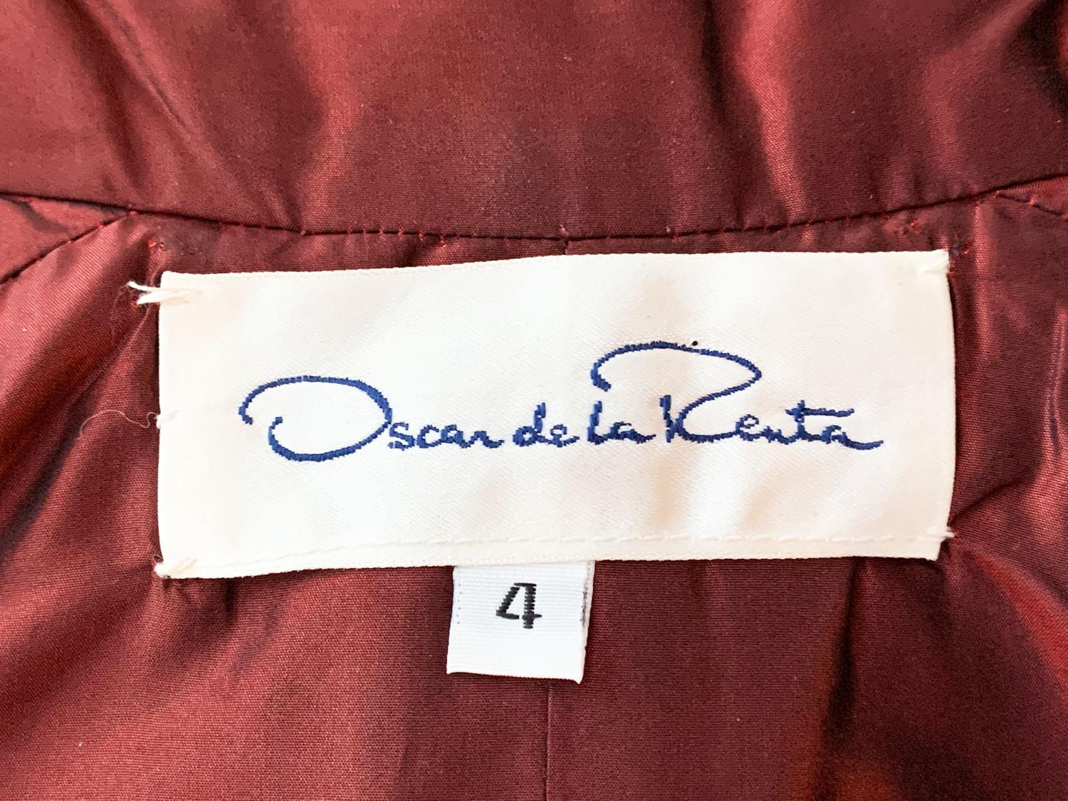 Oscar de la Renta F/W 2003 Silk Burgundy Quilted Embellished Coat US 4 6