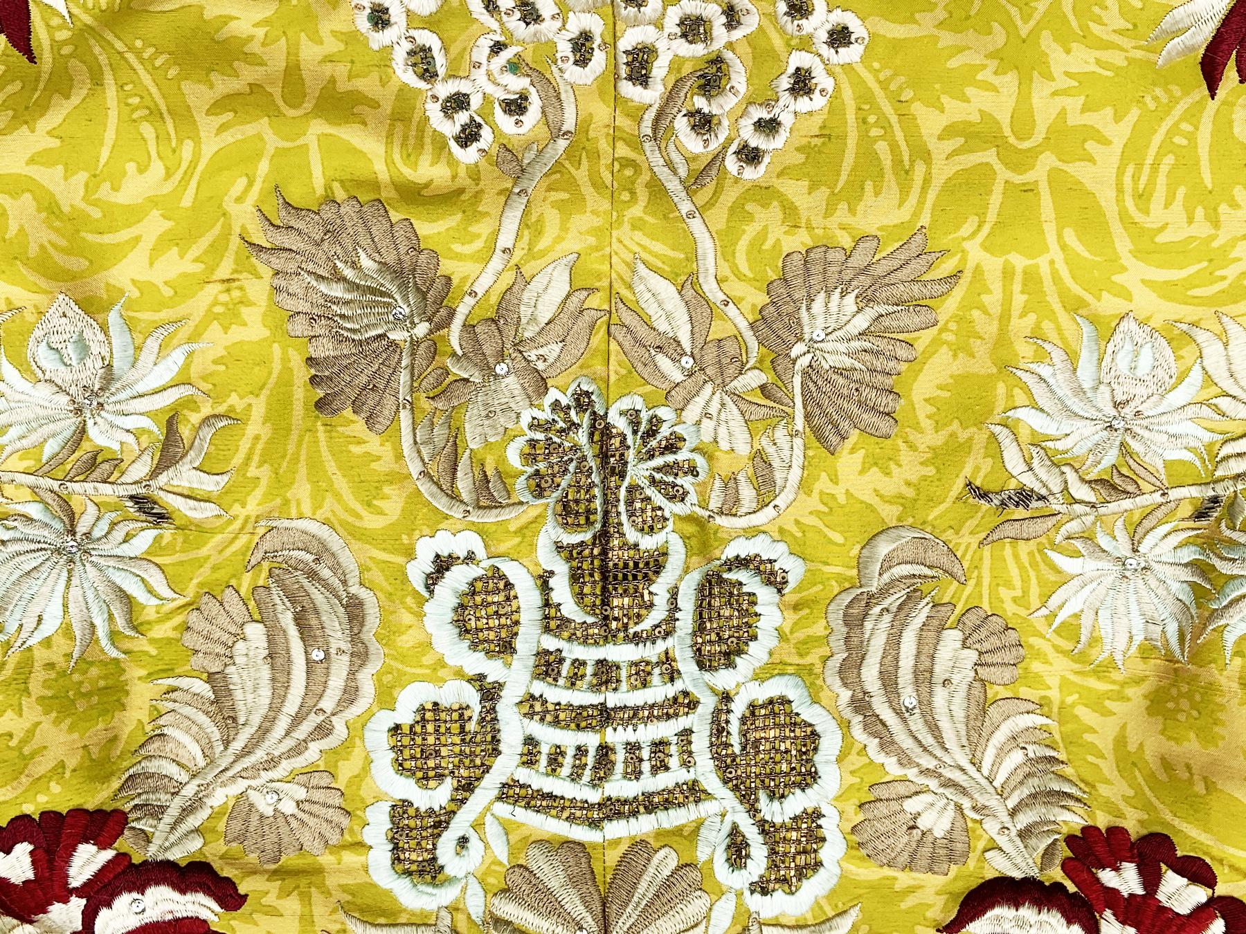 Oscar De La Renta F/W 2003 Silk Yellow Metallic Embroidery Beaded Long Jacket  For Sale 8