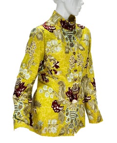Oscar De La Renta F/W 2003 Silk Yellow Metallic Embroidery Beaded Long Jacket