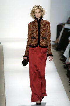 Vintage Oscar De La Renta F/W 2004 Cashmere Sable Beaded Embroidered Jacket US 8