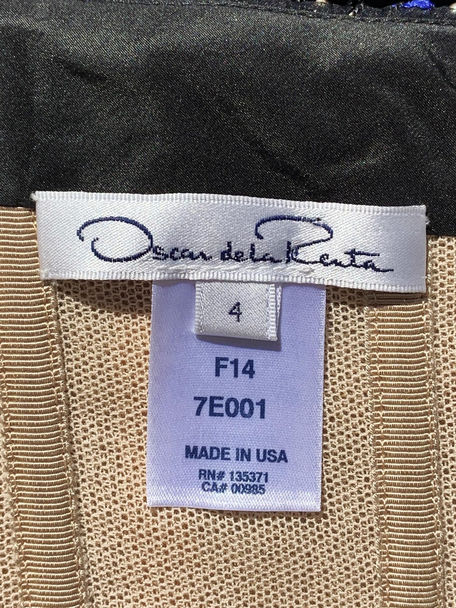 Oscar De La Renta F/W 2014 Blue Black Embroidered Beaded Corset Dress Gown US 4 For Sale 6