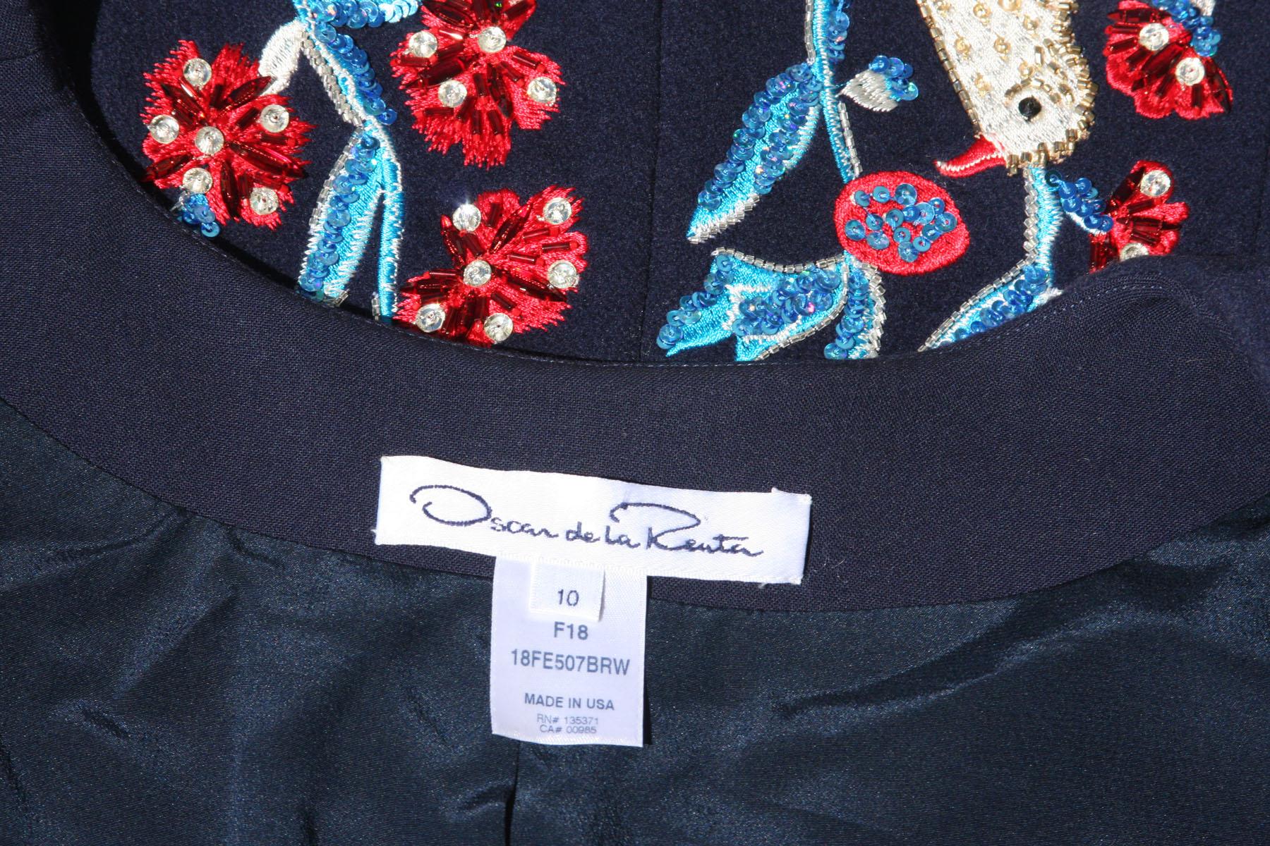 Oscar De La Renta F/W 2018 Runway Wool Cashmere Hand Embellished Jacket US 10 For Sale 5