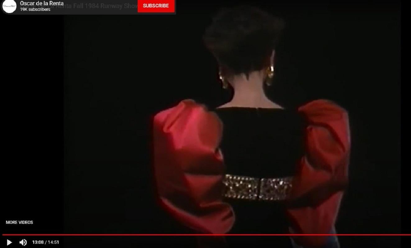 Oscar de la Renta F/W Runway 1984 Black Velvet Embellished Dress Gown US 8 For Sale 9