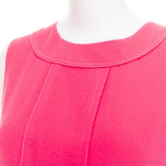 OSCAR DE LA RENTA F10 100% wool panelled round neck pleated A-line dress US2 S