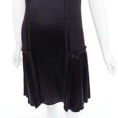 OSCAR DE LA RENTA F15 100% silk cotton foldover collar trimmed dress US0 XS