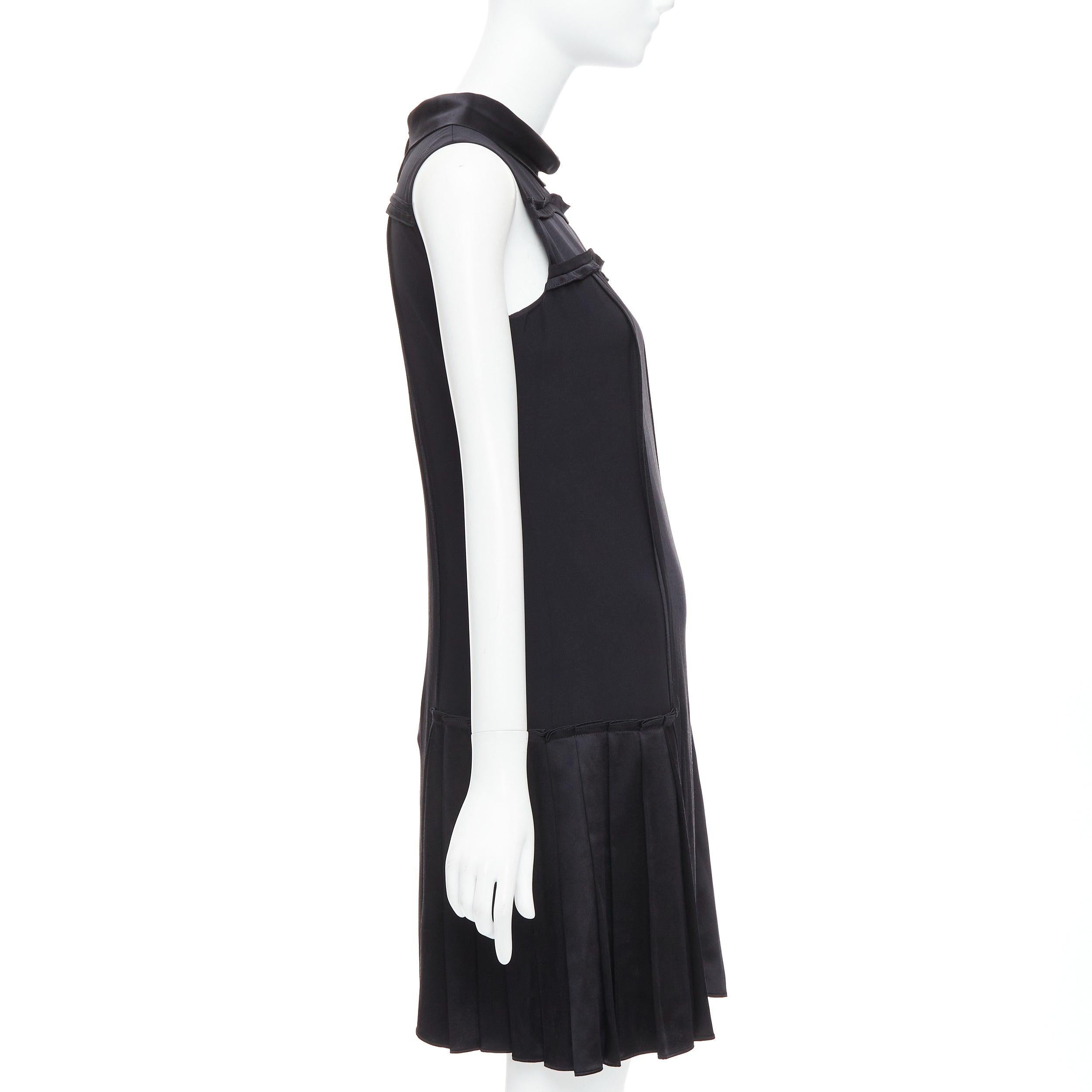 Women's OSCAR DE LA RENTA F15 100% silk cotton foldover collar trimmed dress US0 XS For Sale
