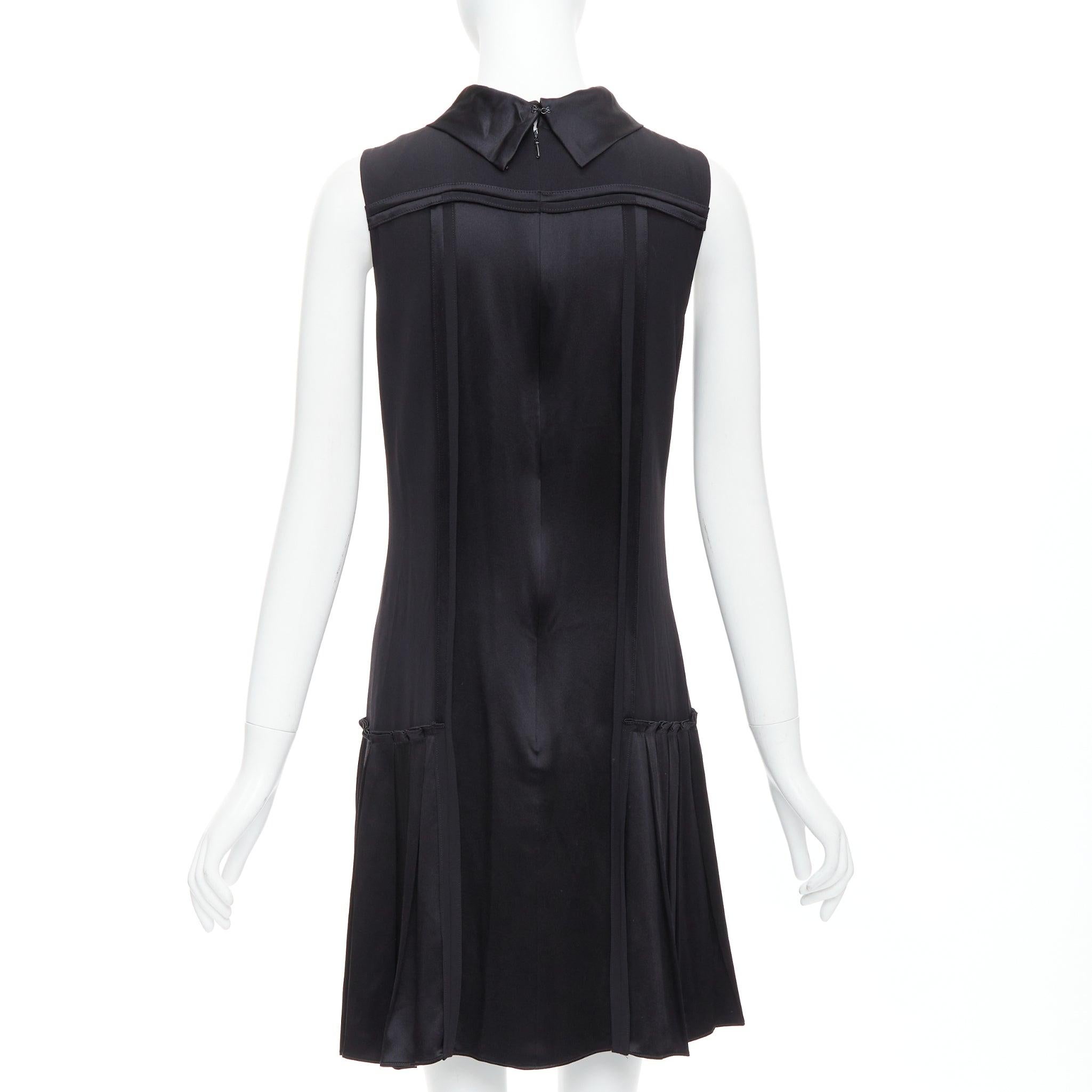 OSCAR DE LA RENTA F15 100% silk cotton foldover collar trimmed dress US0 XS For Sale 1