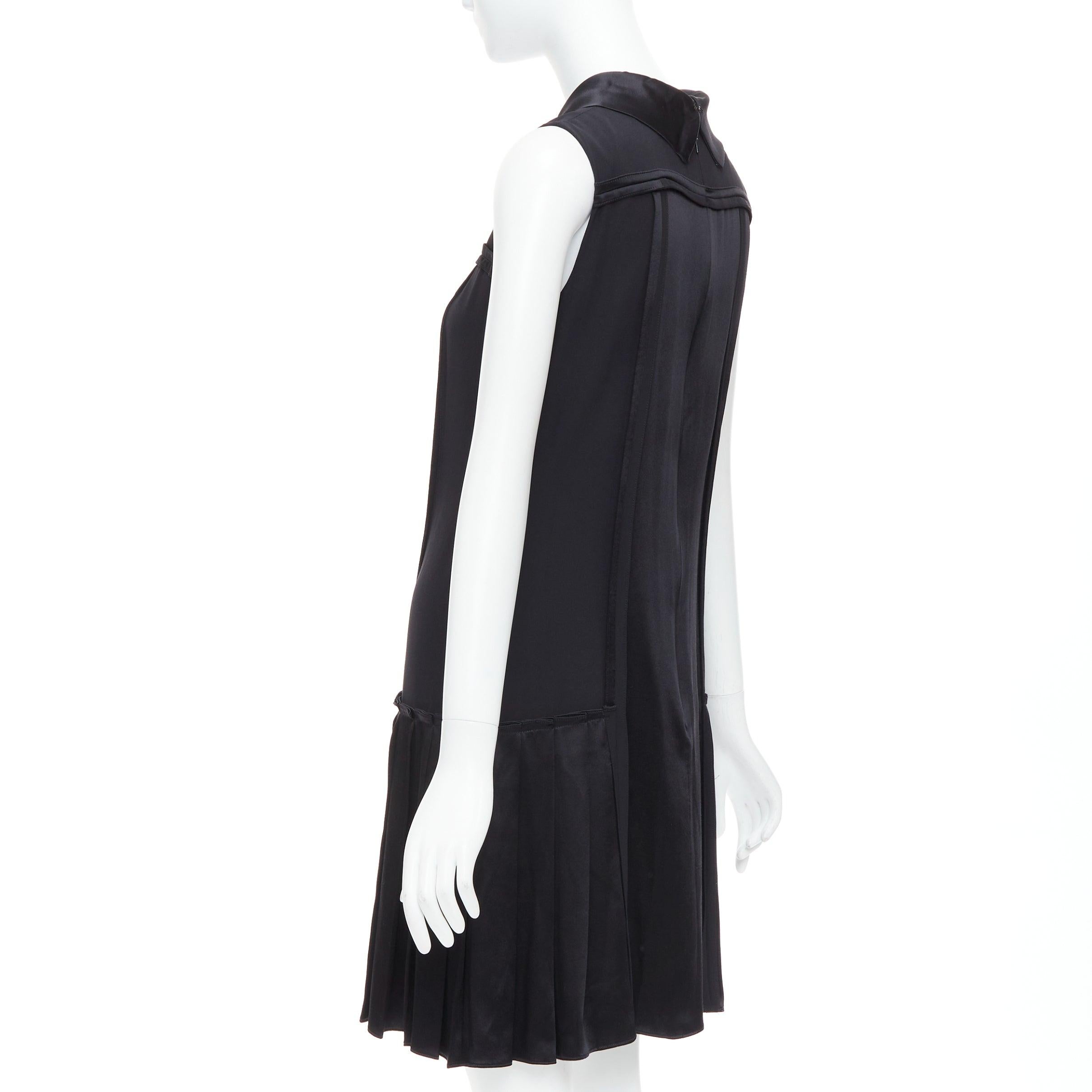 OSCAR DE LA RENTA F15 100% silk cotton foldover collar trimmed dress US0 XS For Sale 2